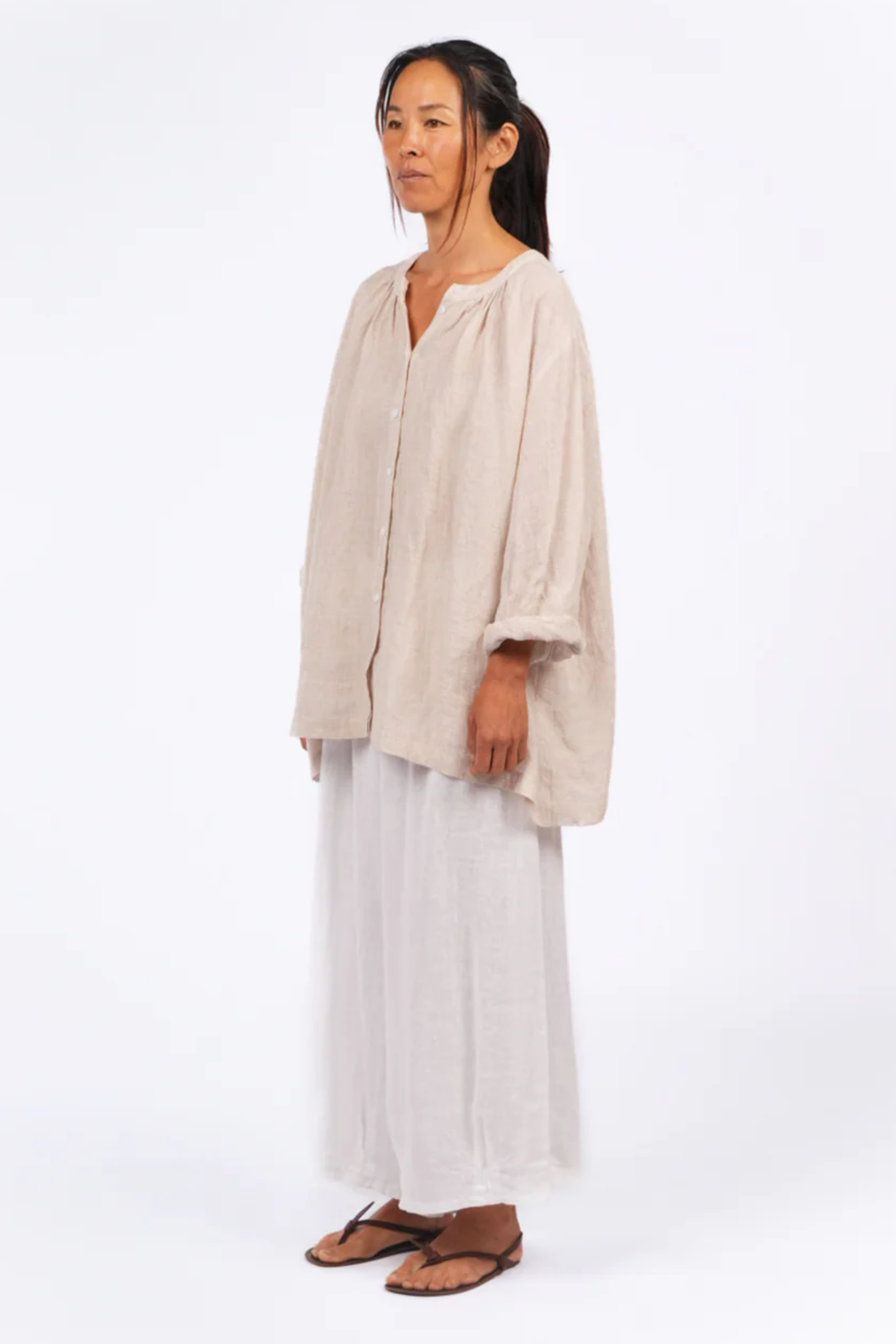 Carmen Linen Top - Natural