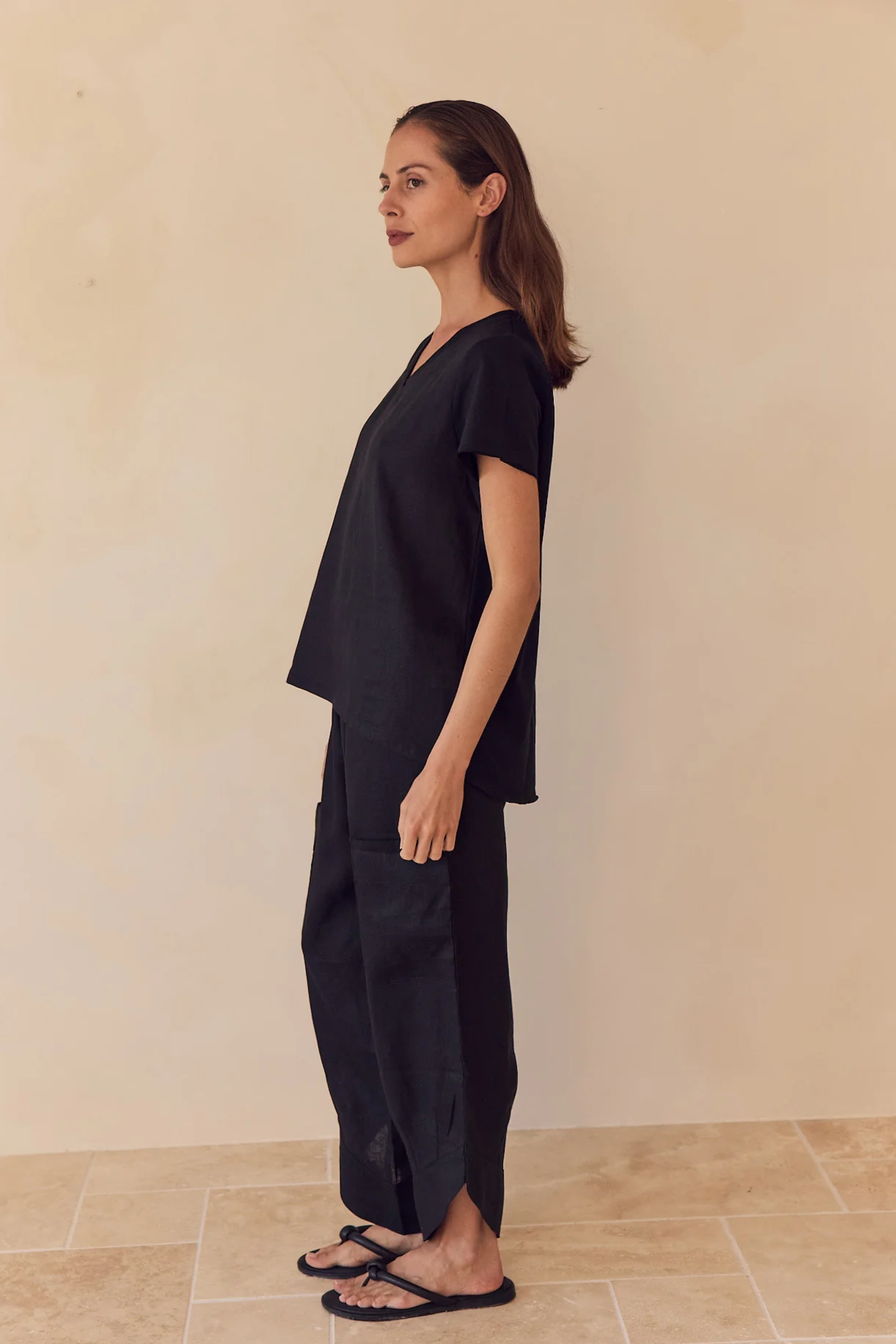 Casual linen Pants - Black