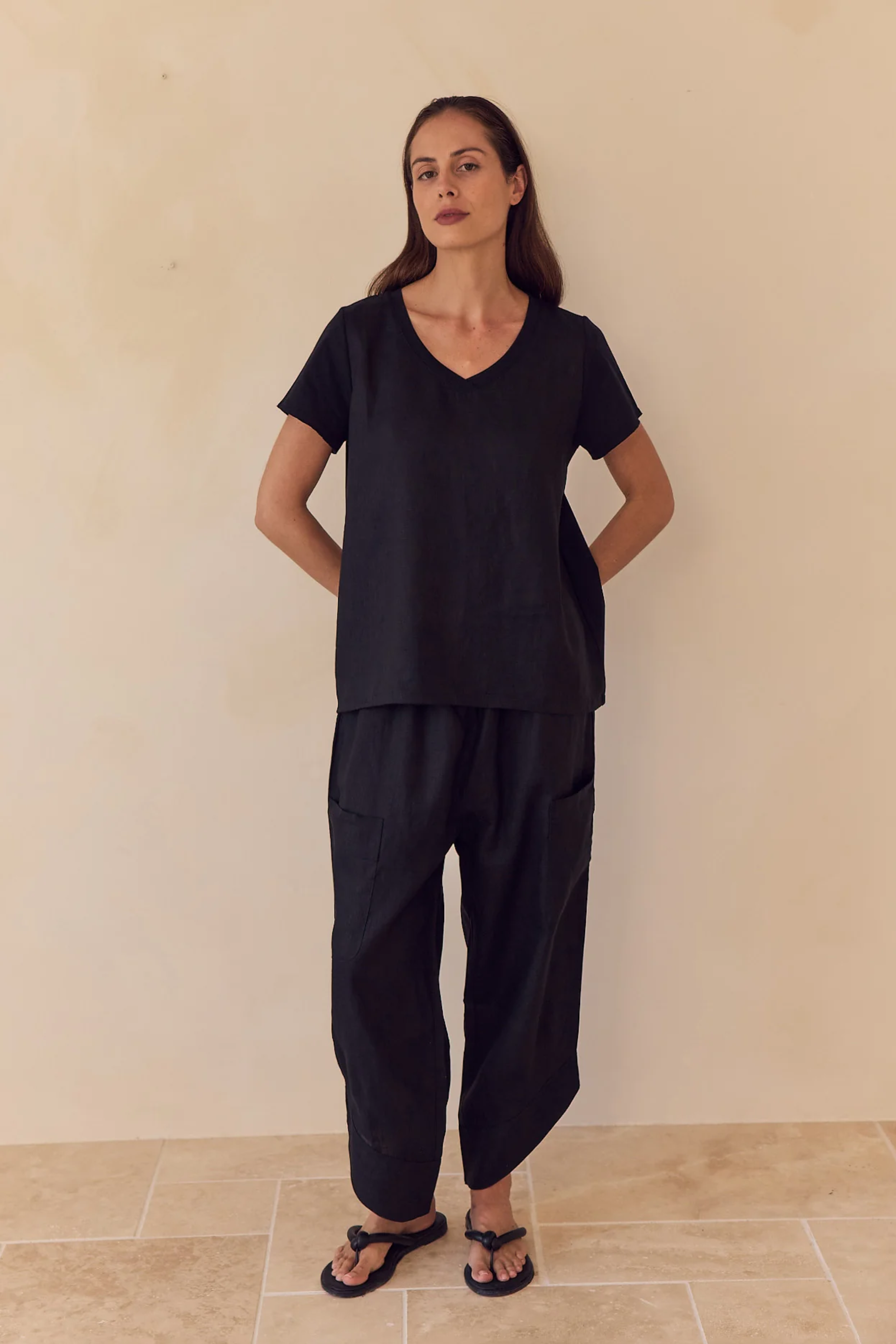 Casual linen Pants - Black