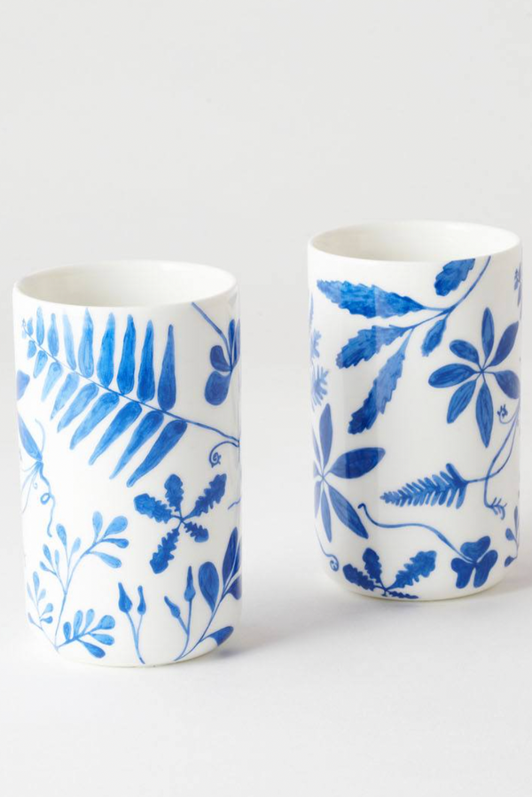 Ceramic Tumbler Set - Blue Botanical