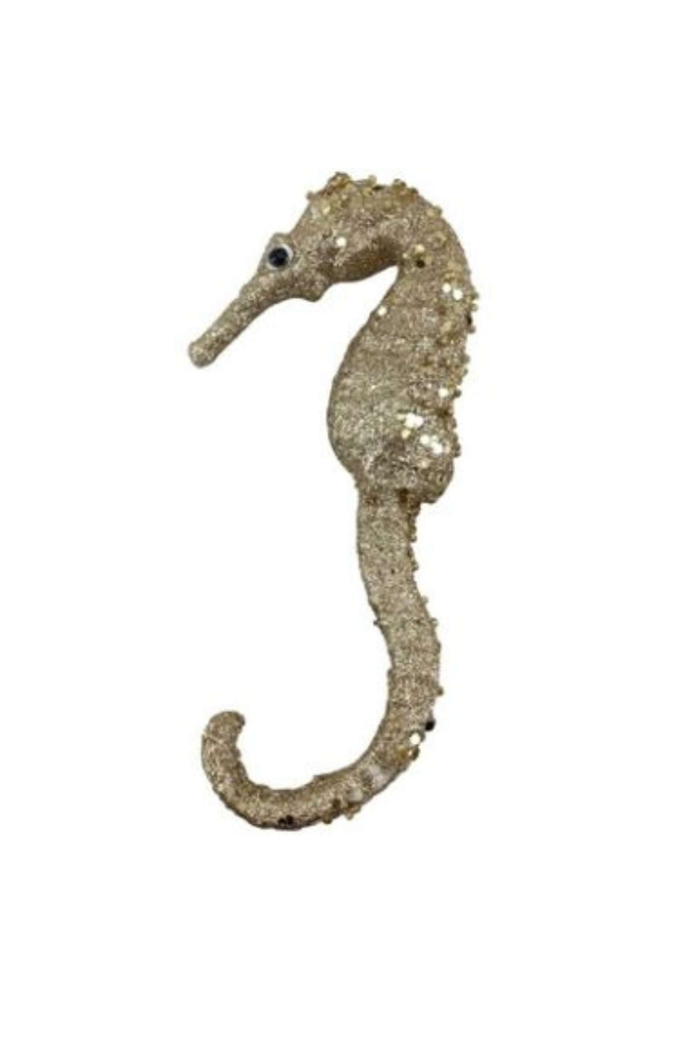 Champagne Glittering Seahorse Hanging Decoration