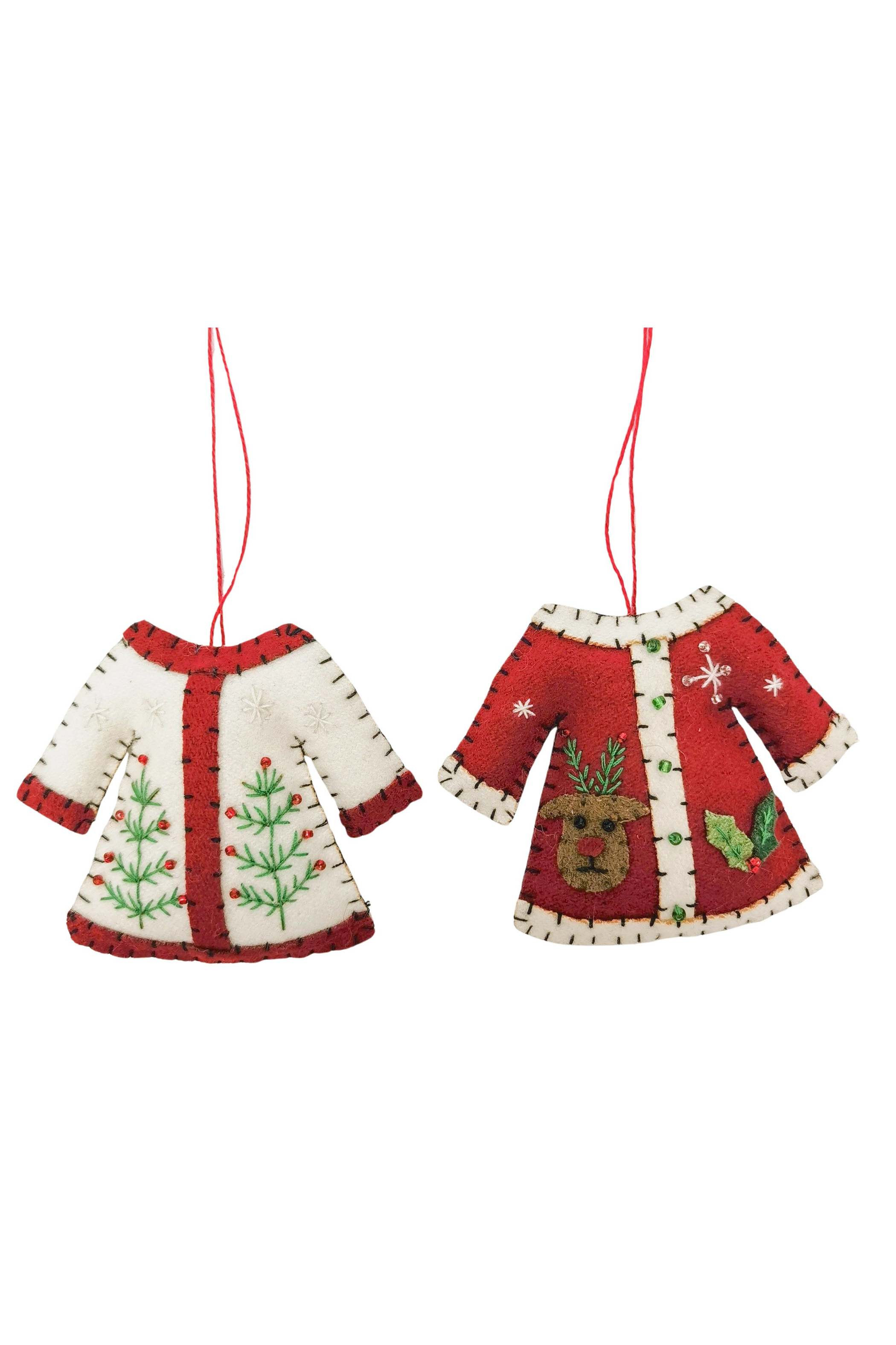 Christmas Coats Hanging Decoration - Red or White