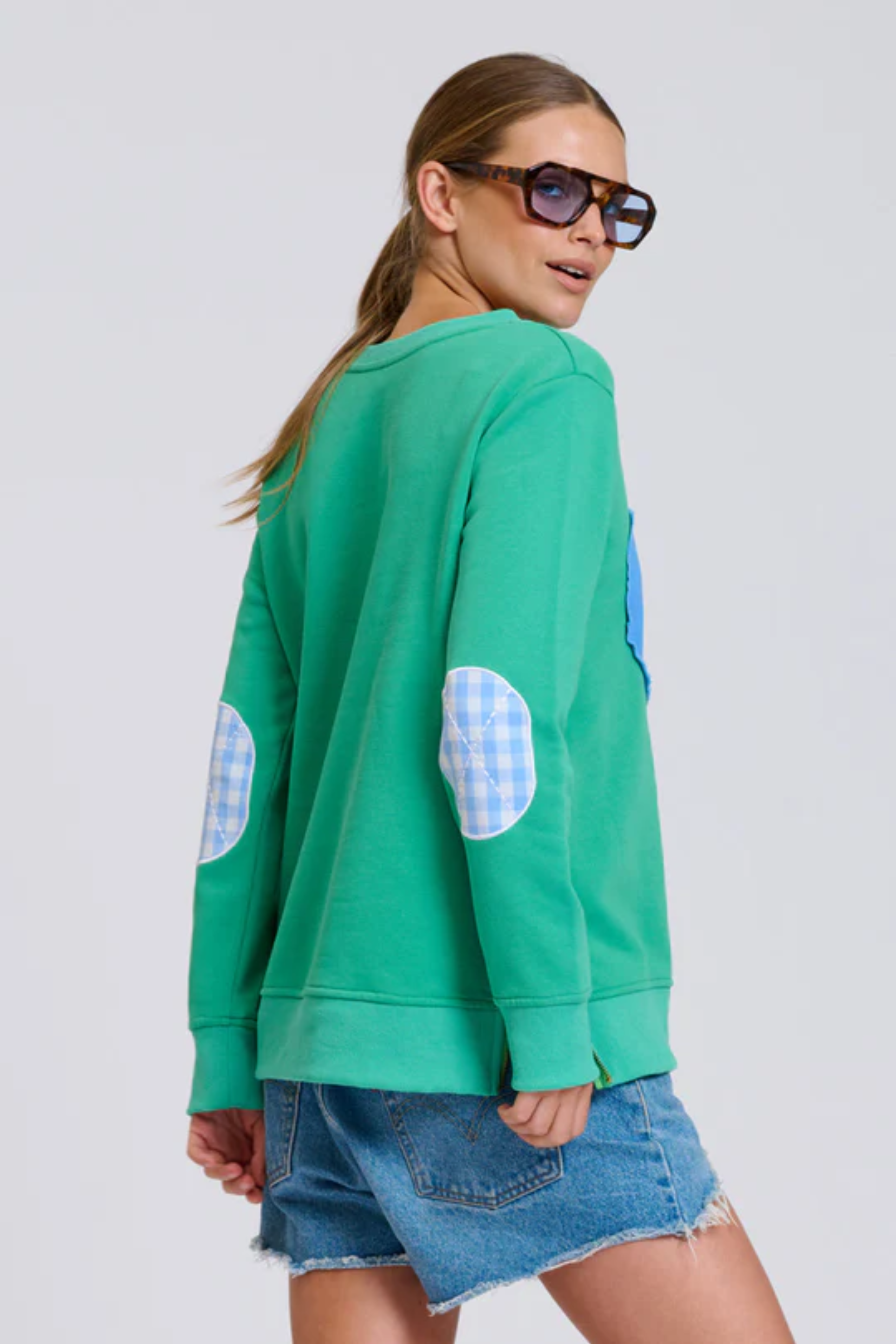Classic Zipside Sweatshirt - Heart/Pea Green