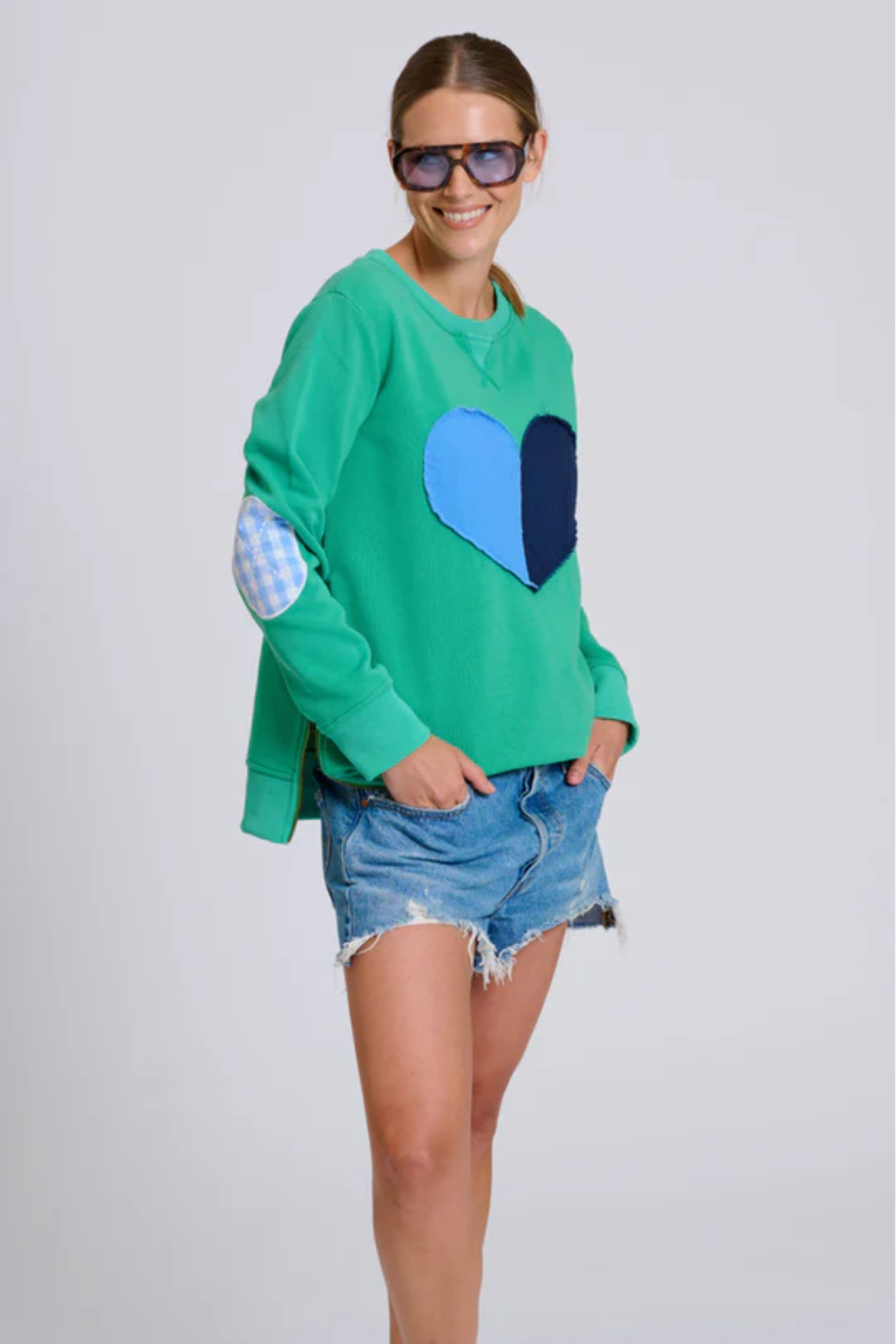 Classic Zipside Sweatshirt - Heart/Pea Green