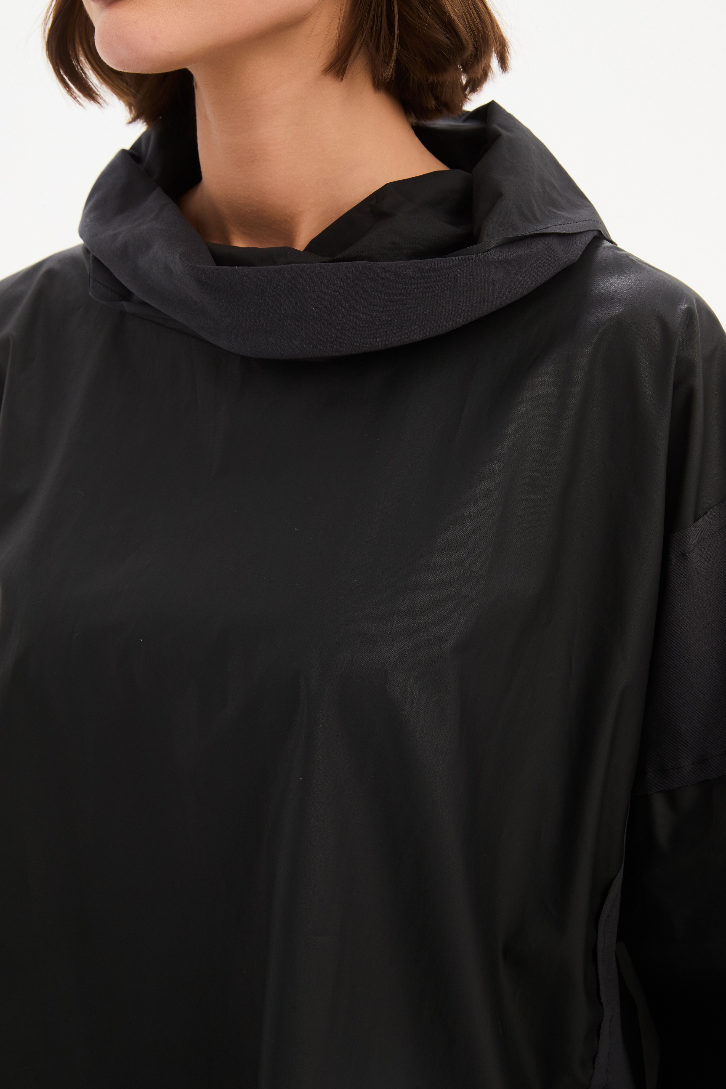Coated Combi Boxy Top -Black