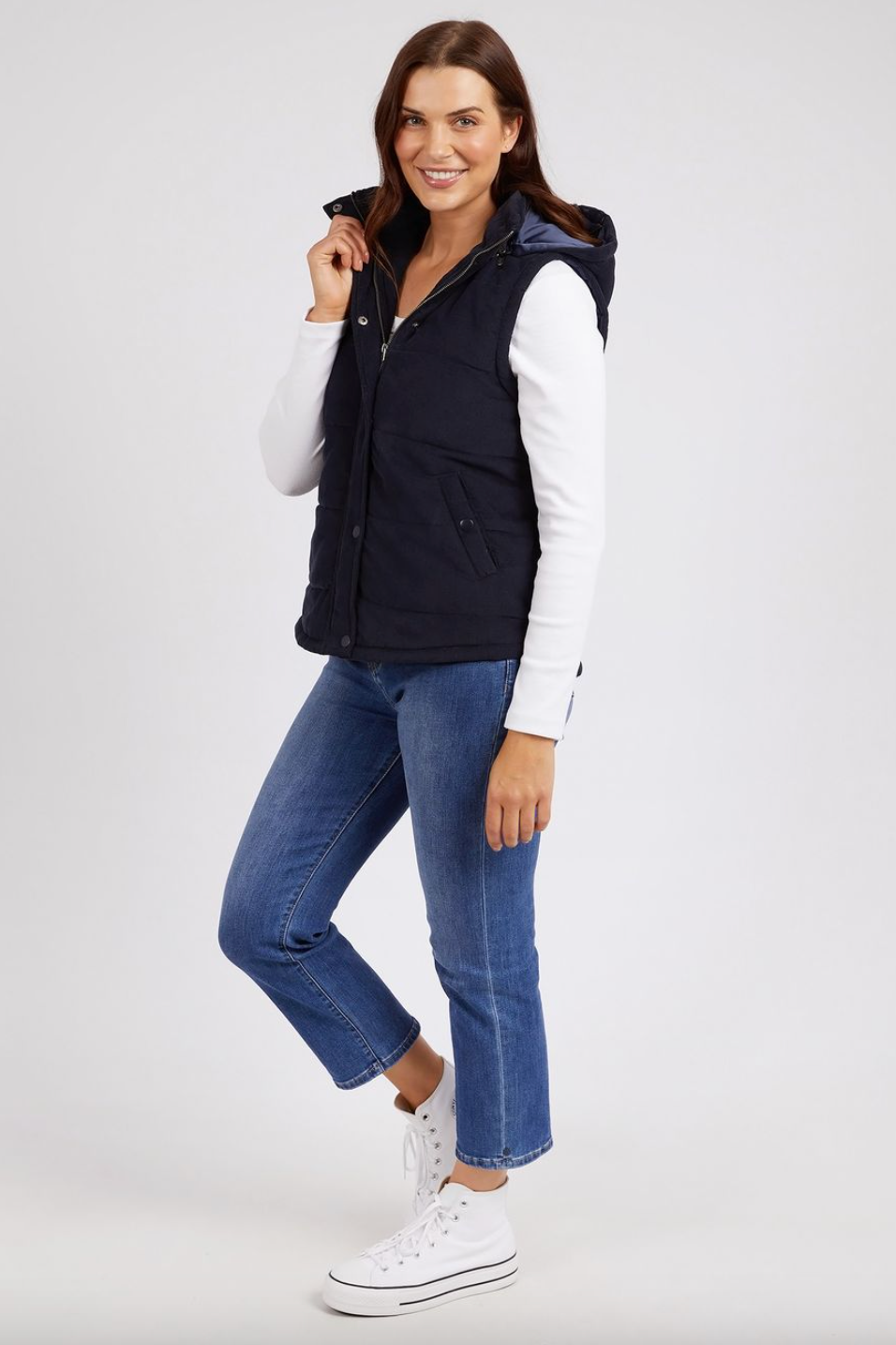 Cord Puffer Vest - Dark Sapphire