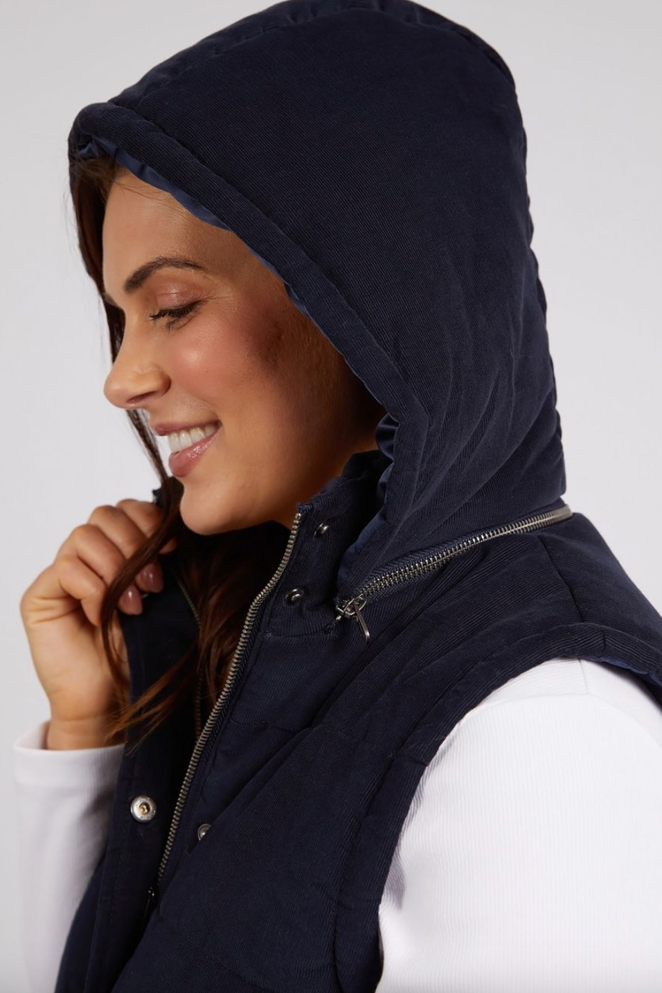 Cord Puffer Vest - Dark Sapphire