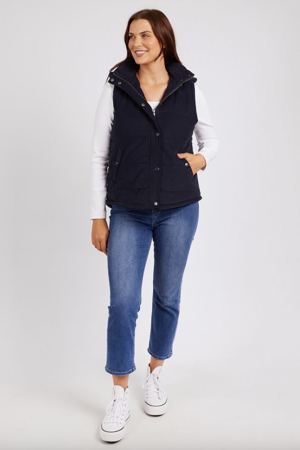 Cord Puffer Vest - Dark Sapphire