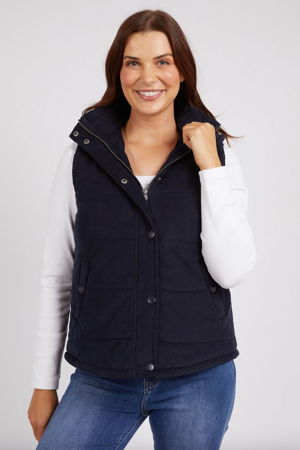 Cord Puffer Vest - Dark Sapphire