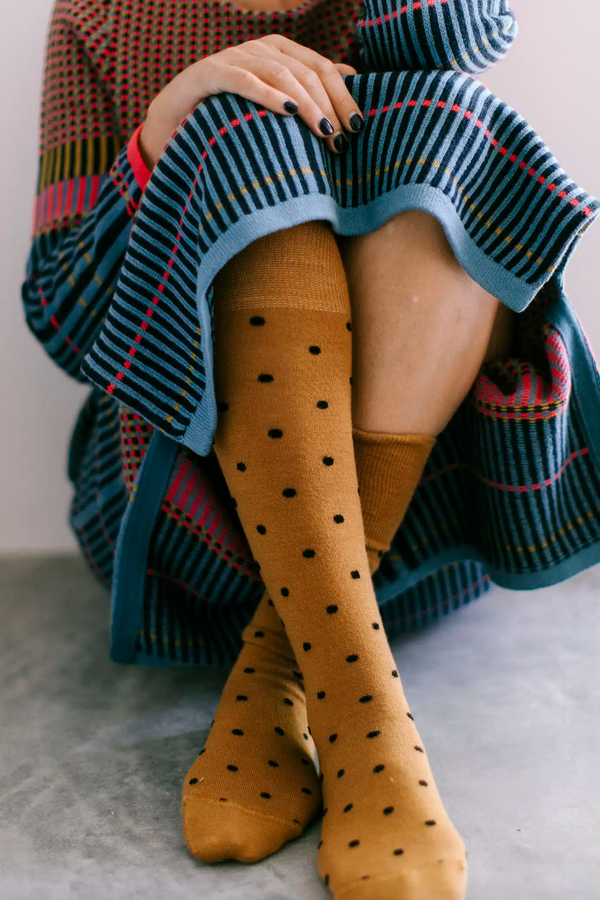 Dotty Knee High Wool Socks