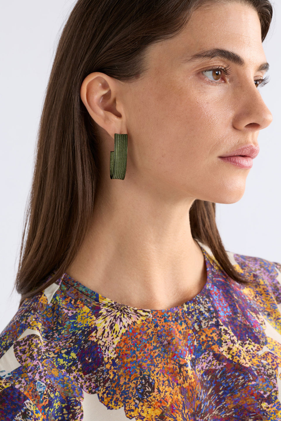 Elk Glynn Large Hoop Earring - Dark Olive