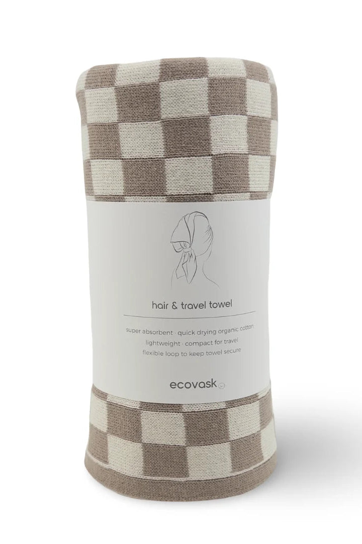 Hair & Travel Towel - Hummus Chequer