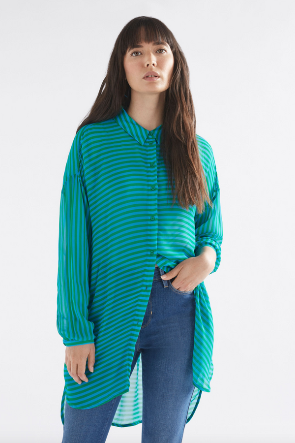 Eir Sheer Shirt - Green Stripe
