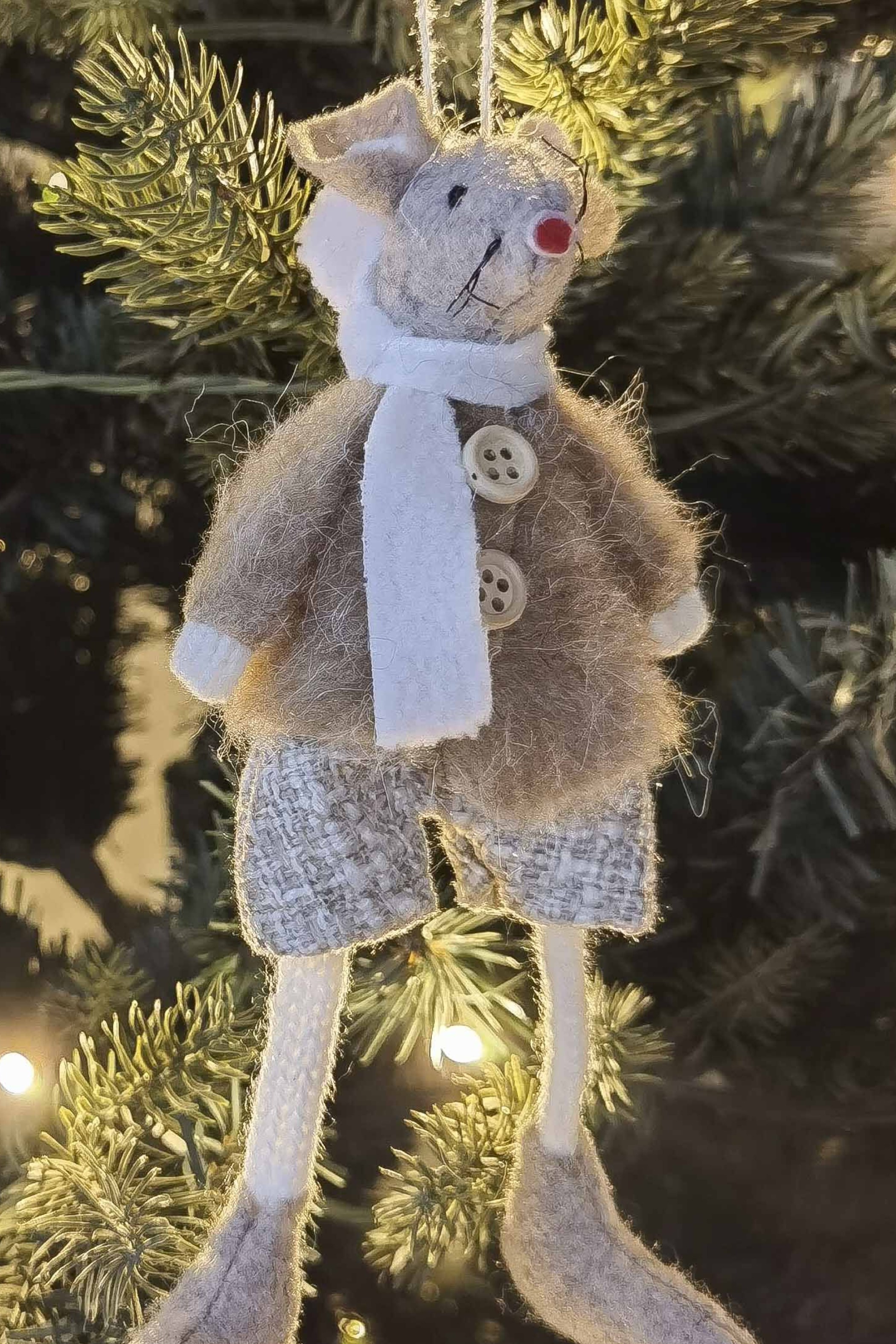 Elegant Hanging Boy or Girl Mouse Bisque/White