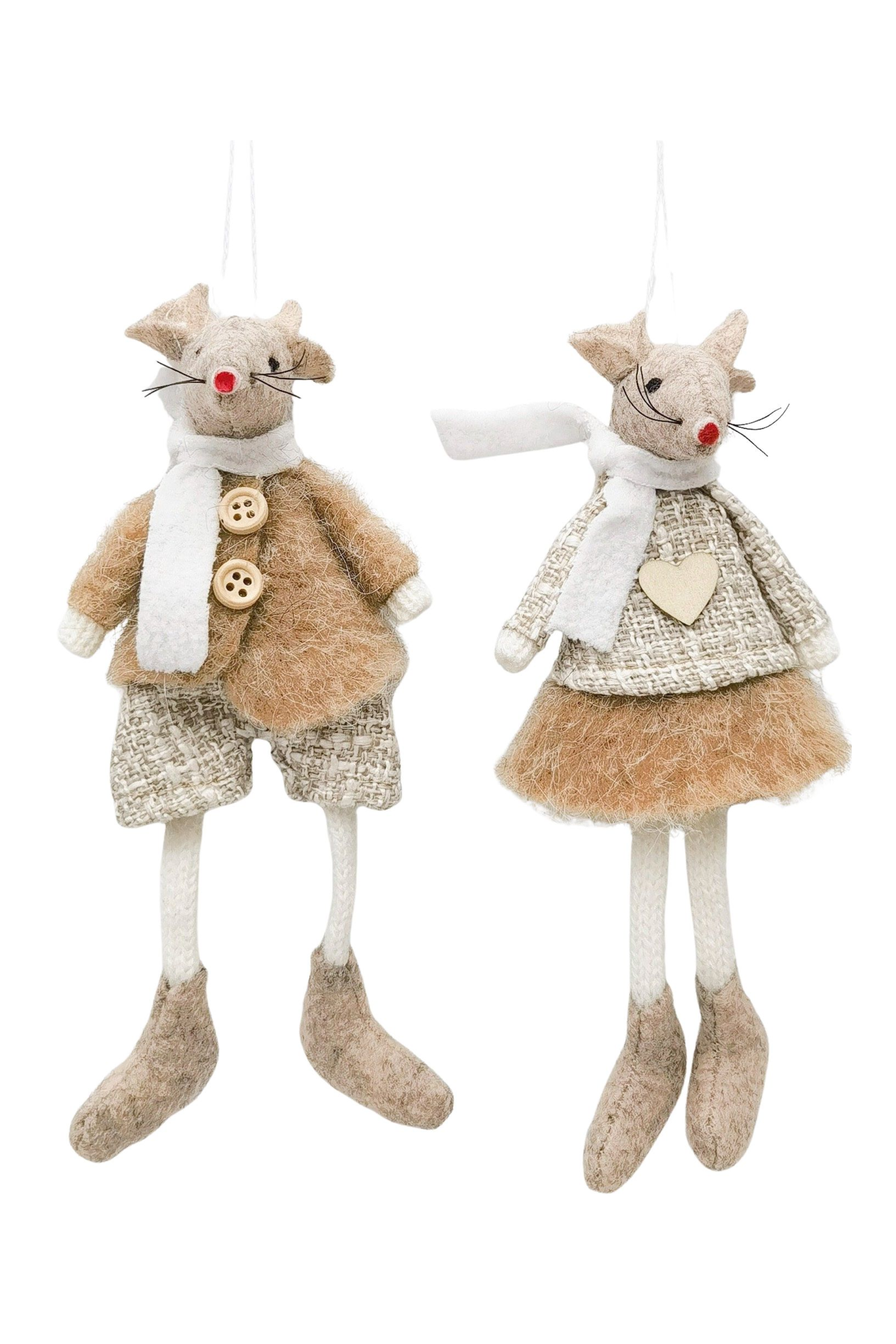 Elegant Hanging Boy or Girl Mouse Bisque/White