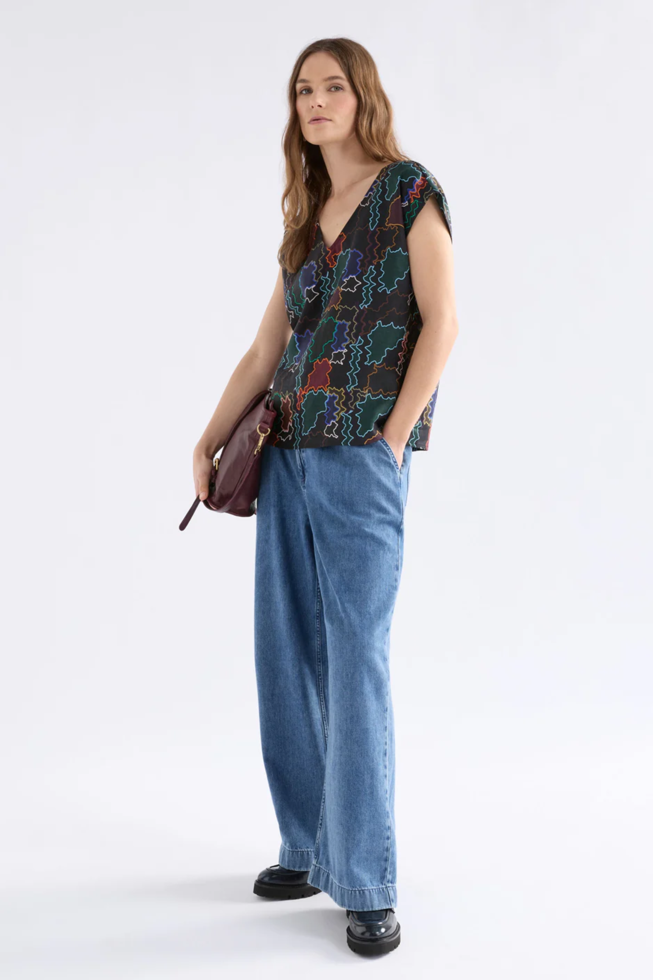 Elk Falme Top - Suma Line Print
