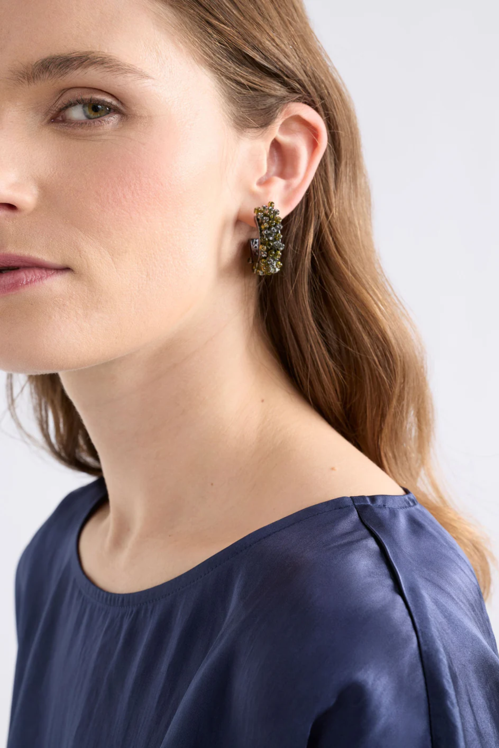 Elk Karan Small Hoop Earring - Olive
