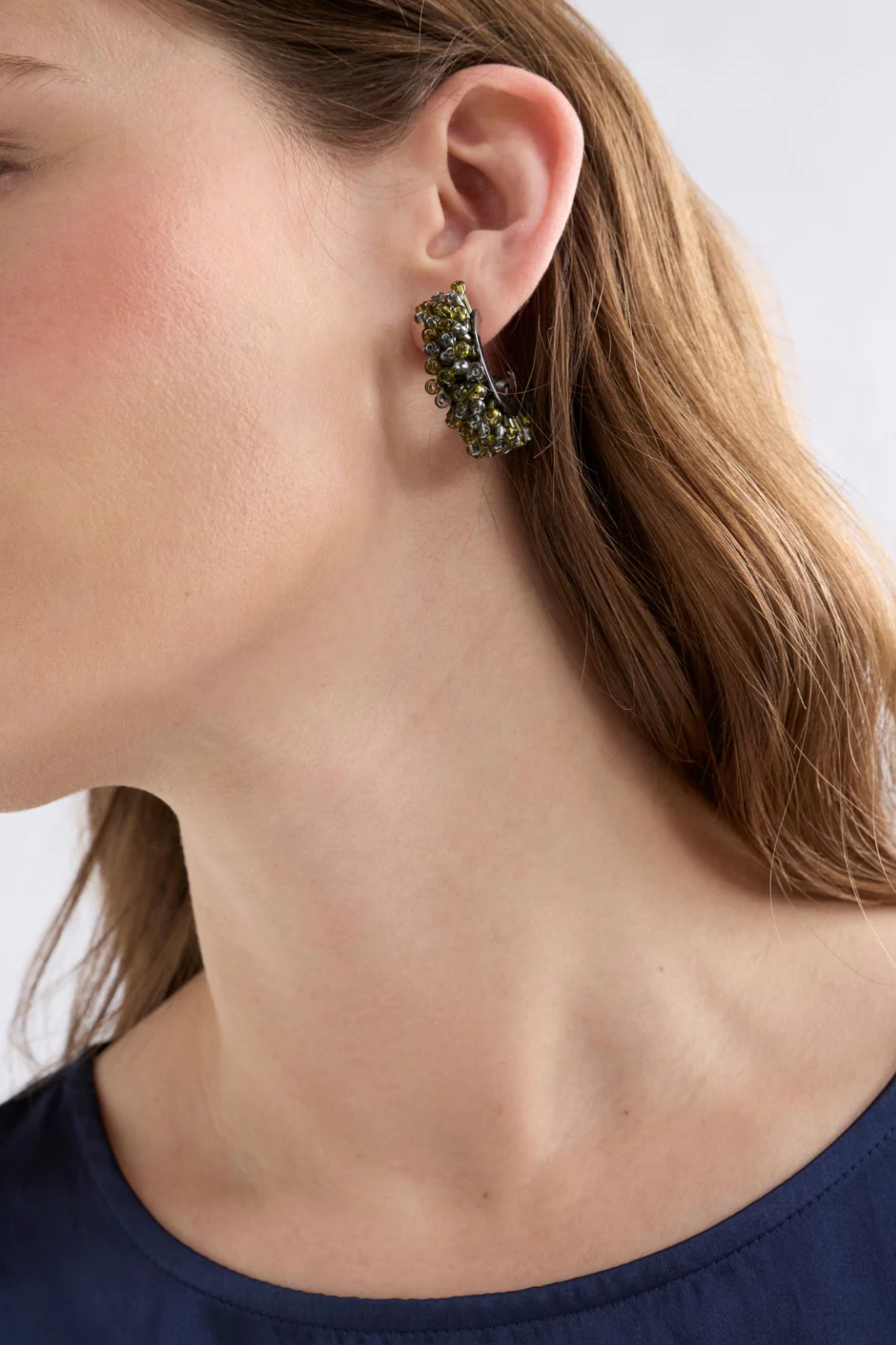 Elk Karan Small Hoop Earring - Olive