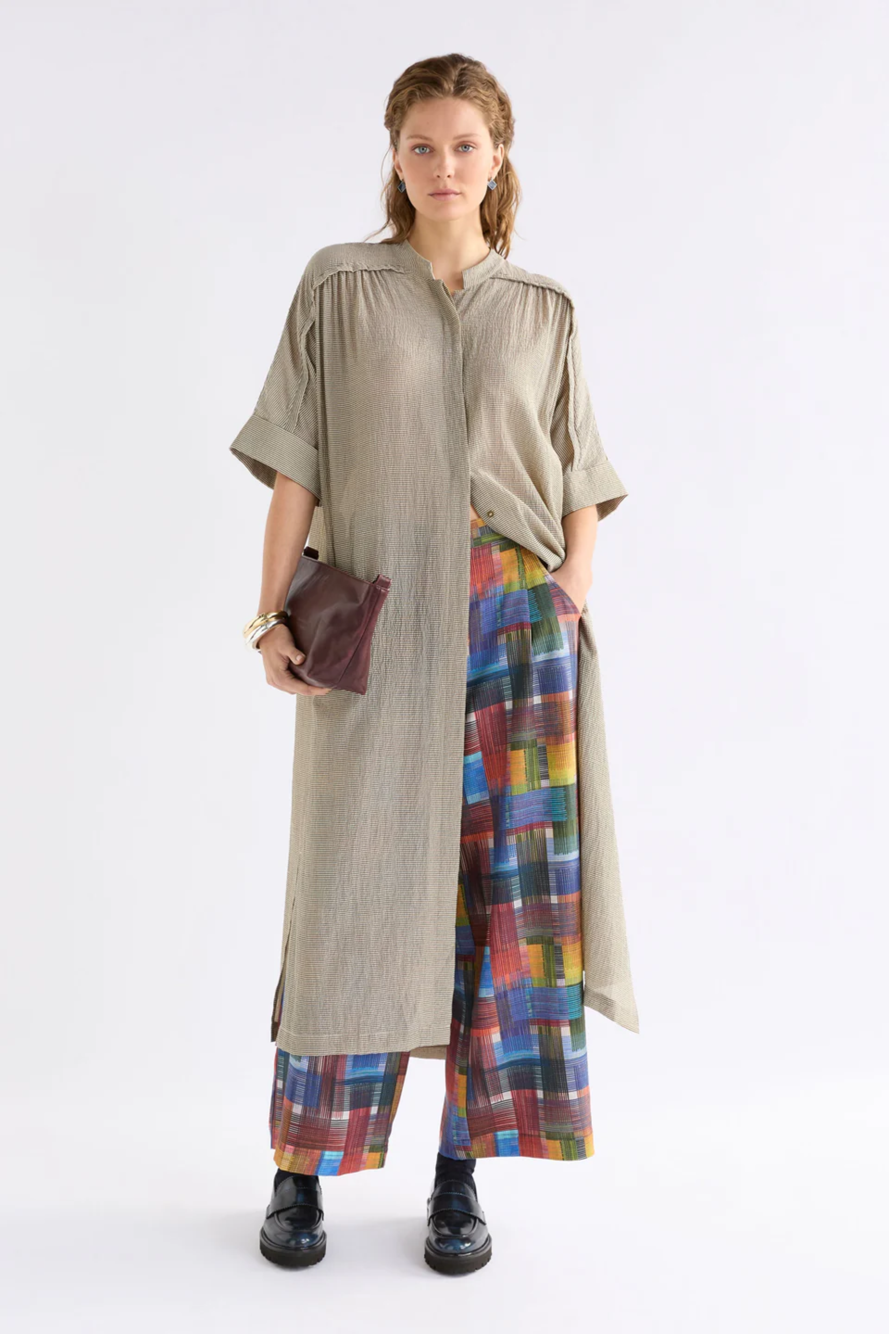 Elk Porta Dress - Olive Stripe