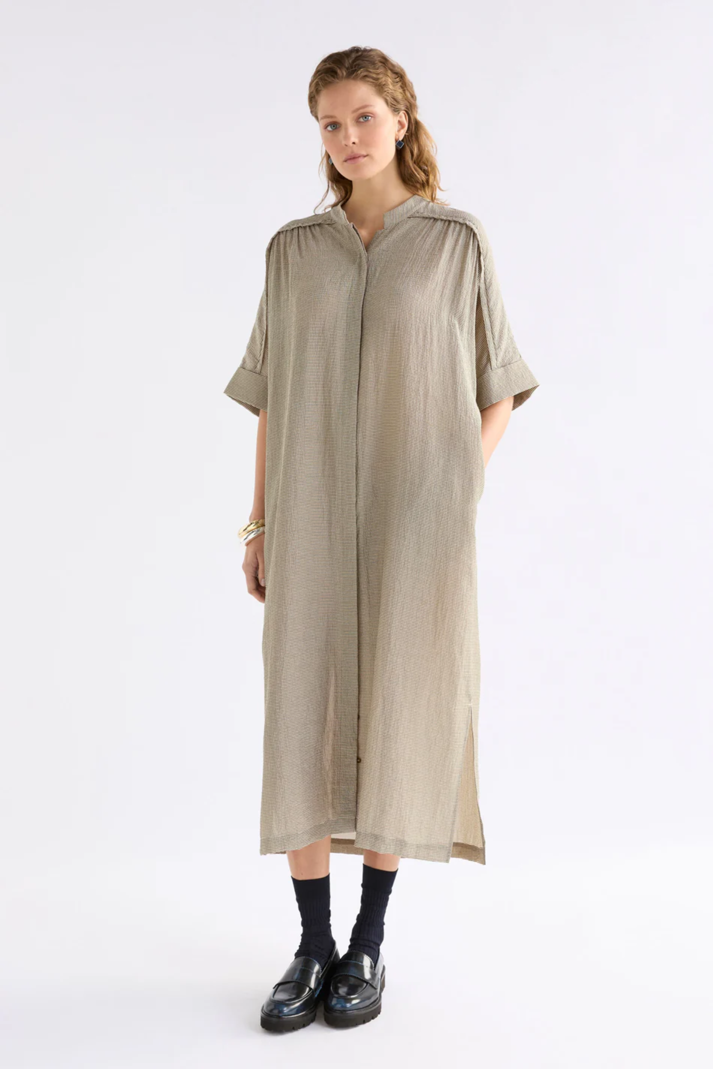 Elk Porta Dress - Olive Stripe