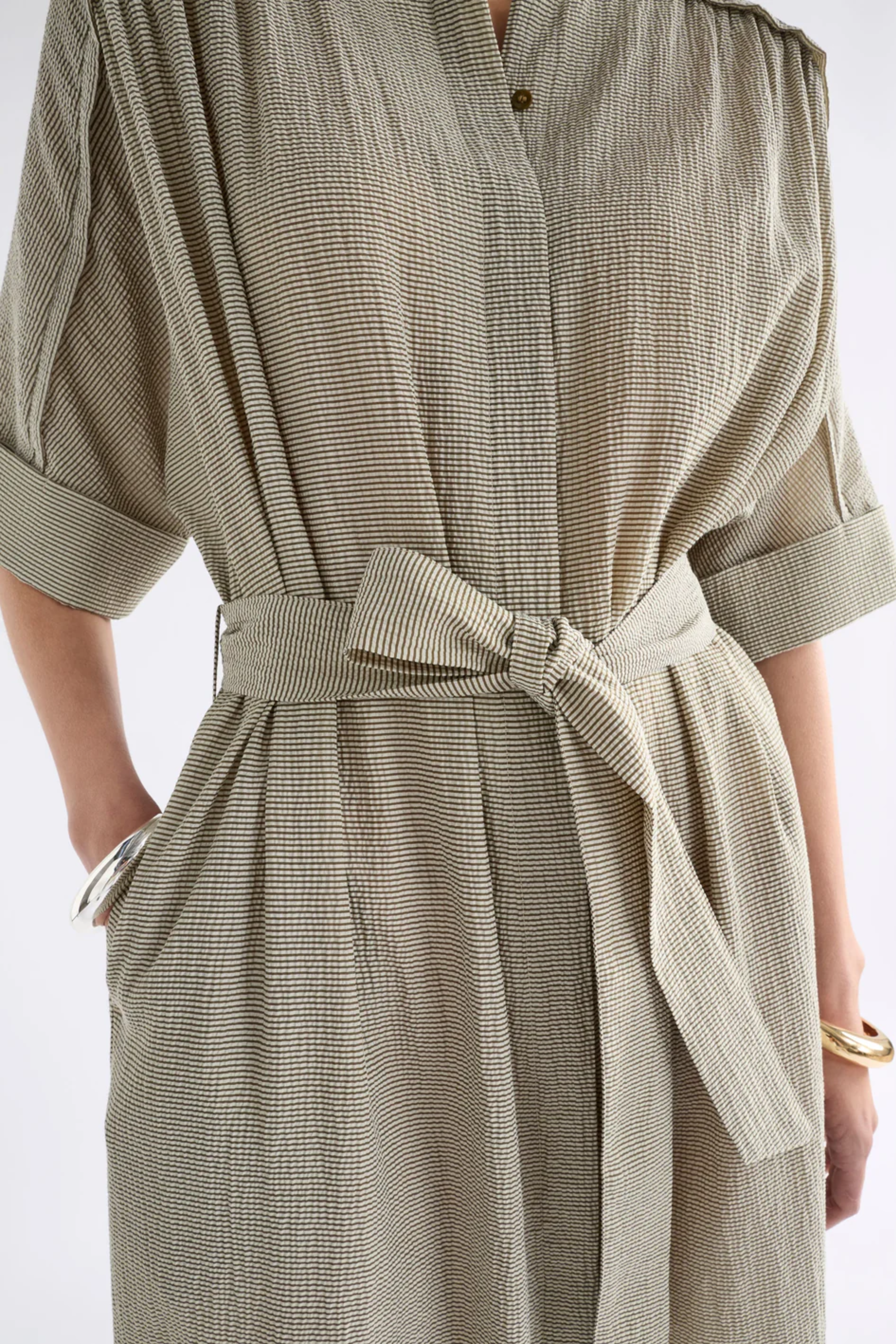 Elk Porta Dress - Olive Stripe