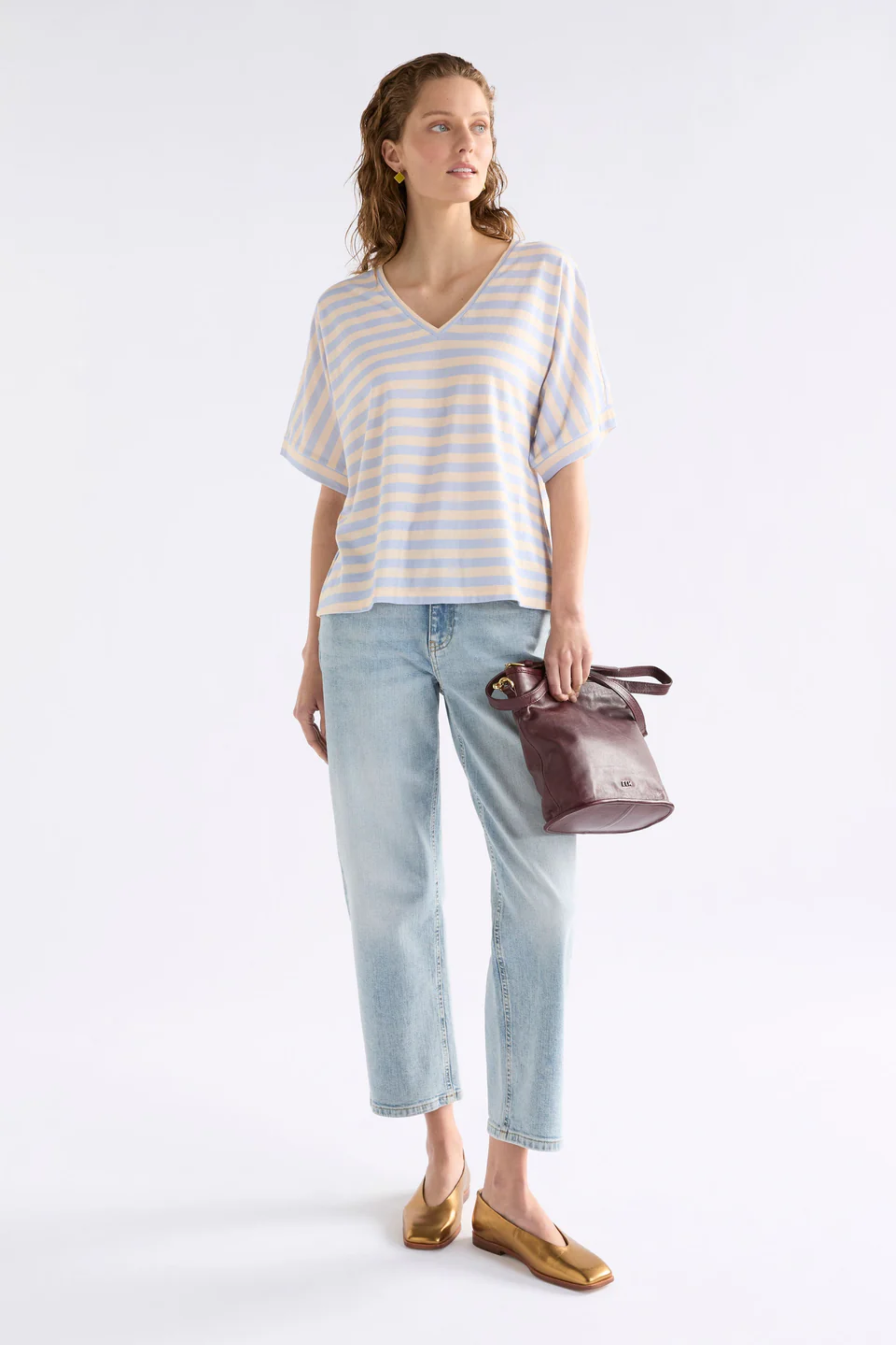 Elk Seter Tee - Blue/Natural