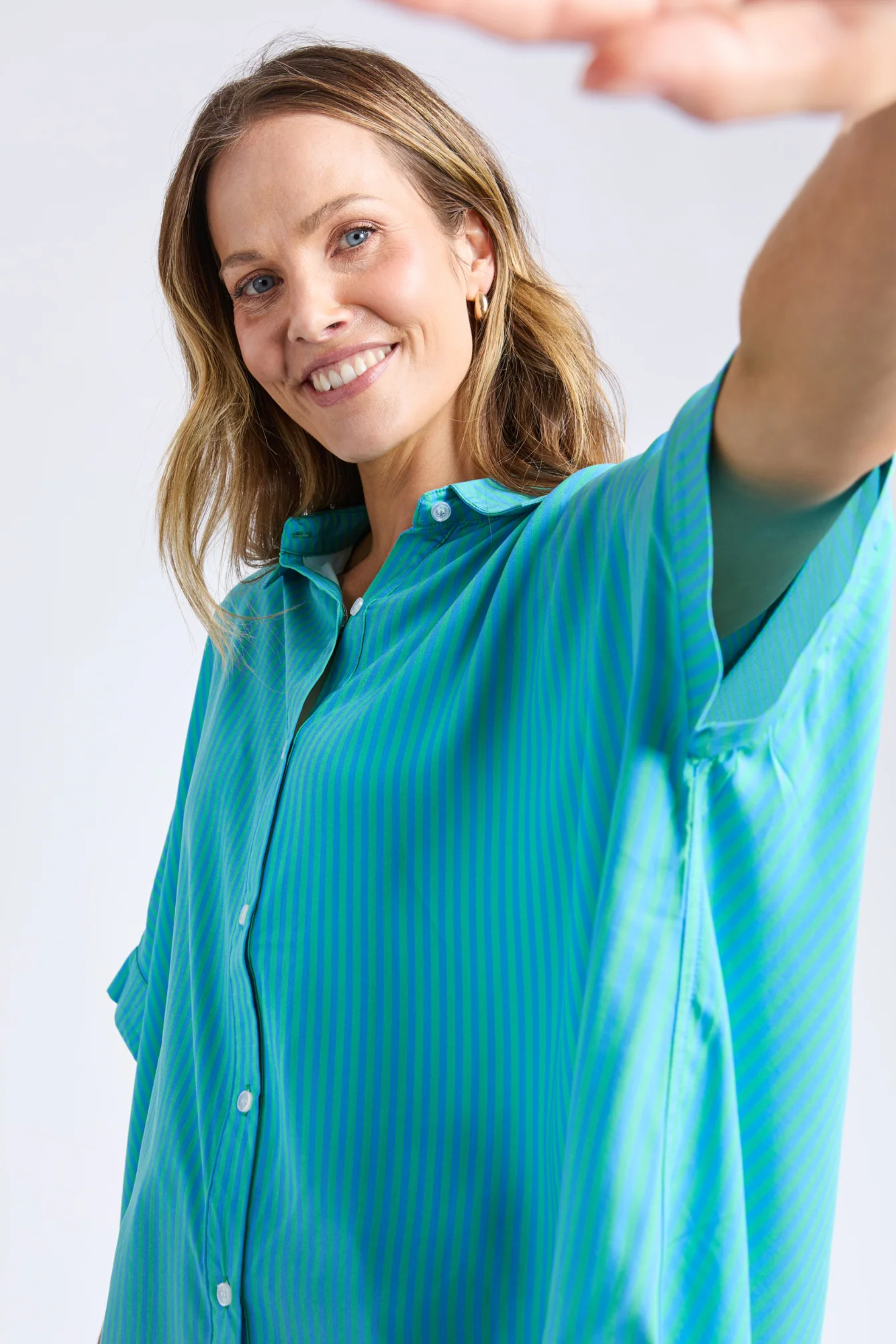 Elm Luna Shirt - Gumdrop Green Stripe