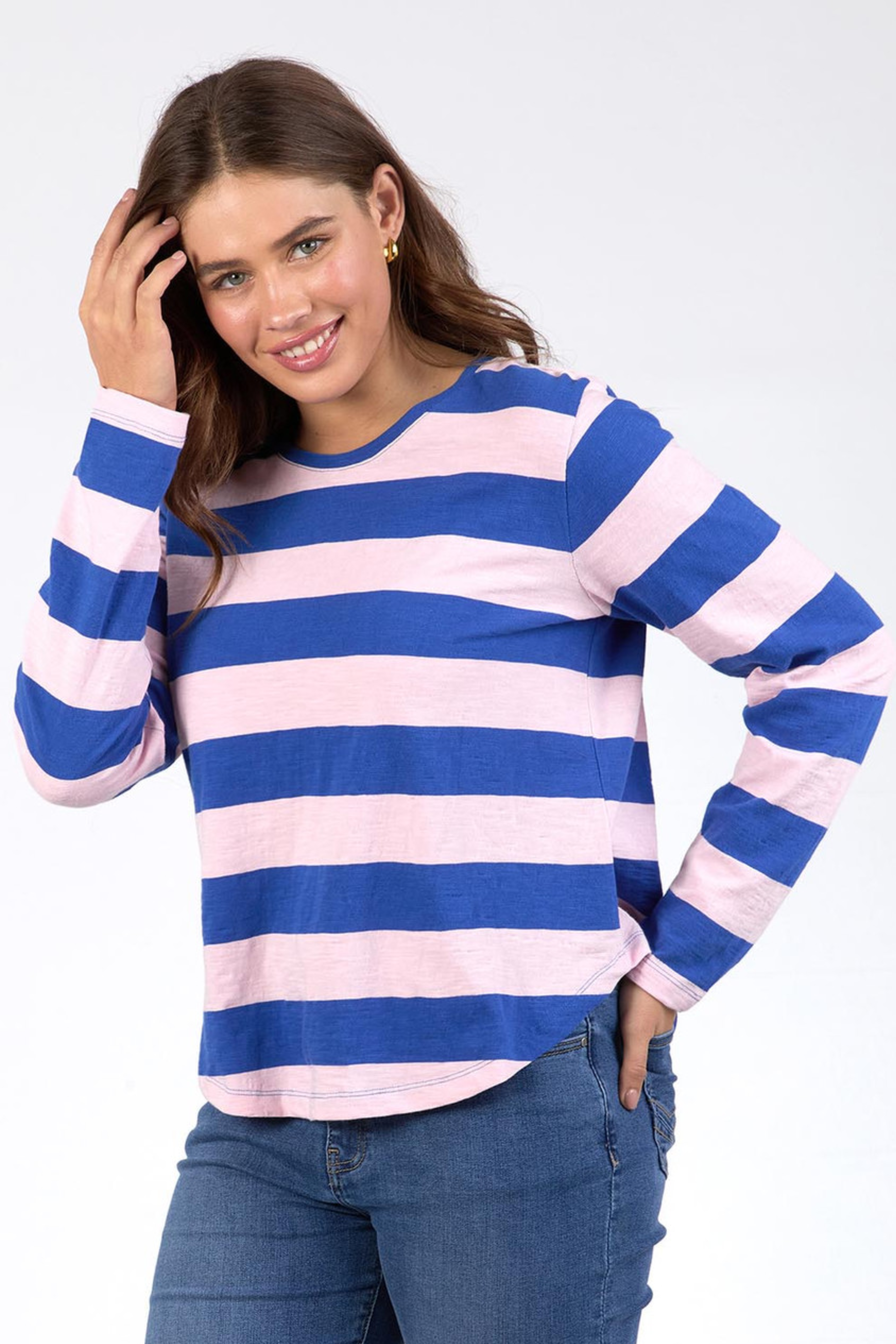Elm Spritz Stripe L/S Tee - Blue/Pink Stripe