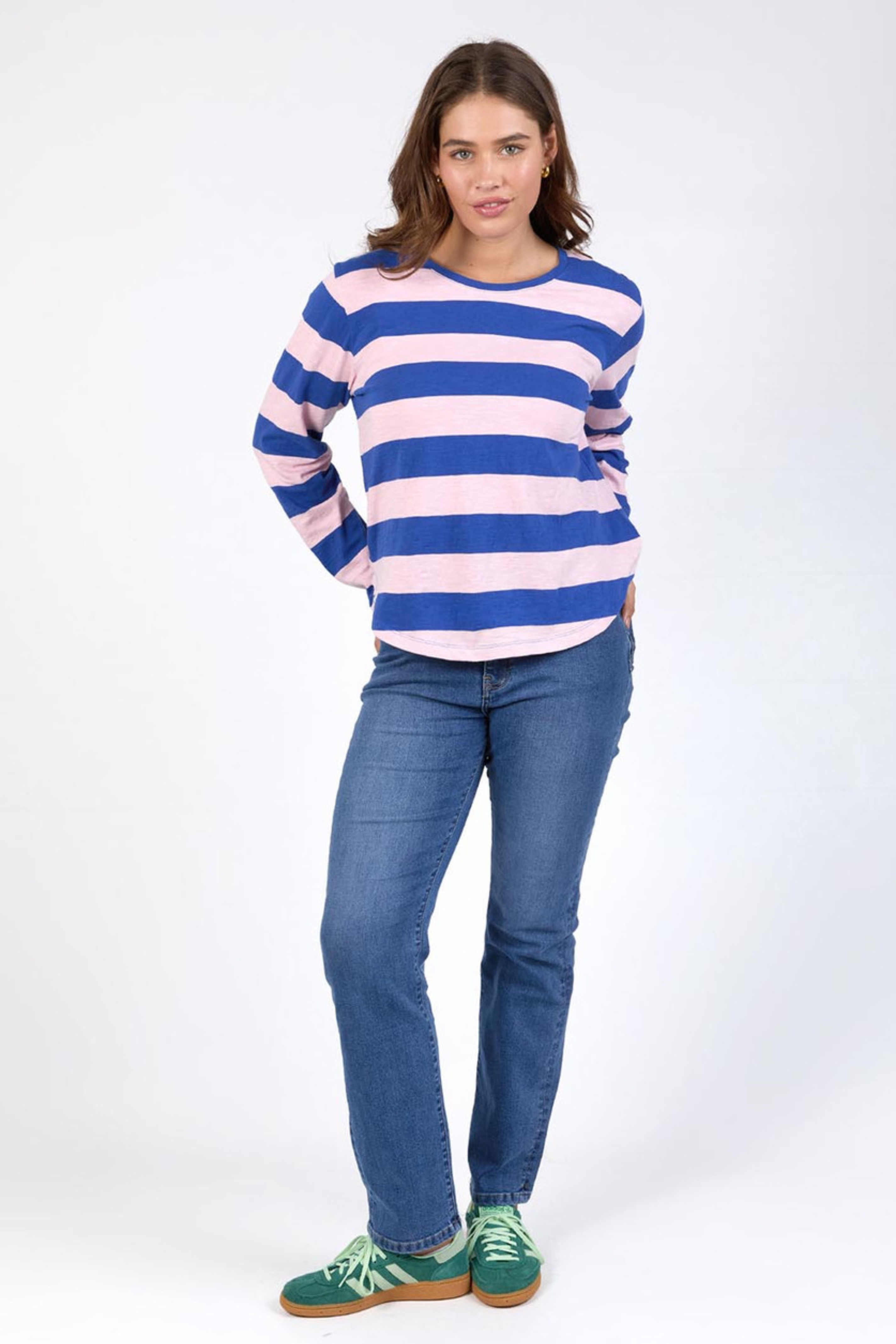Elm Spritz Stripe L/S Tee - Blue/Pink Stripe