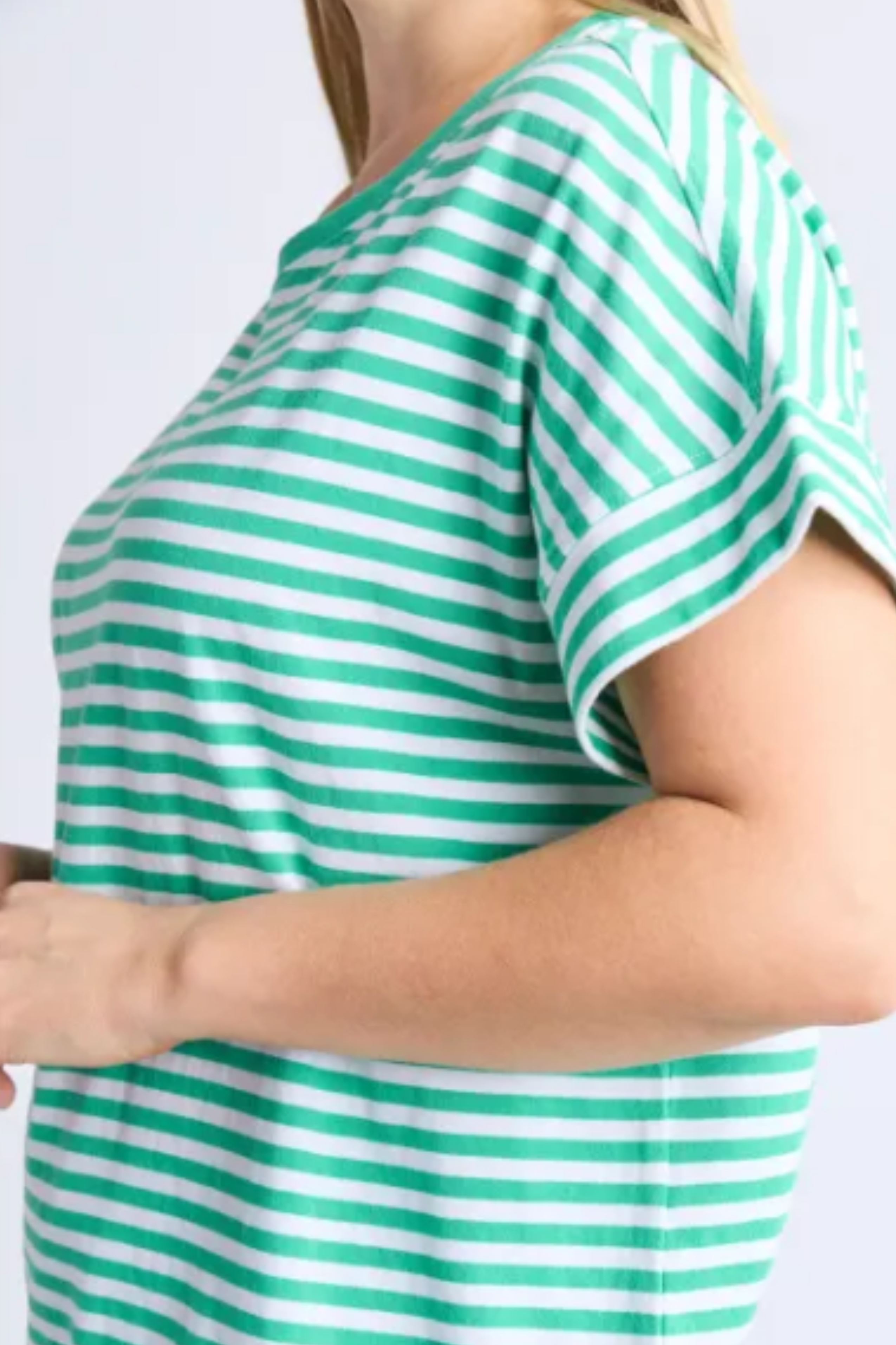 Elm Yara Stripe S/S Tee - Green/White Stripe