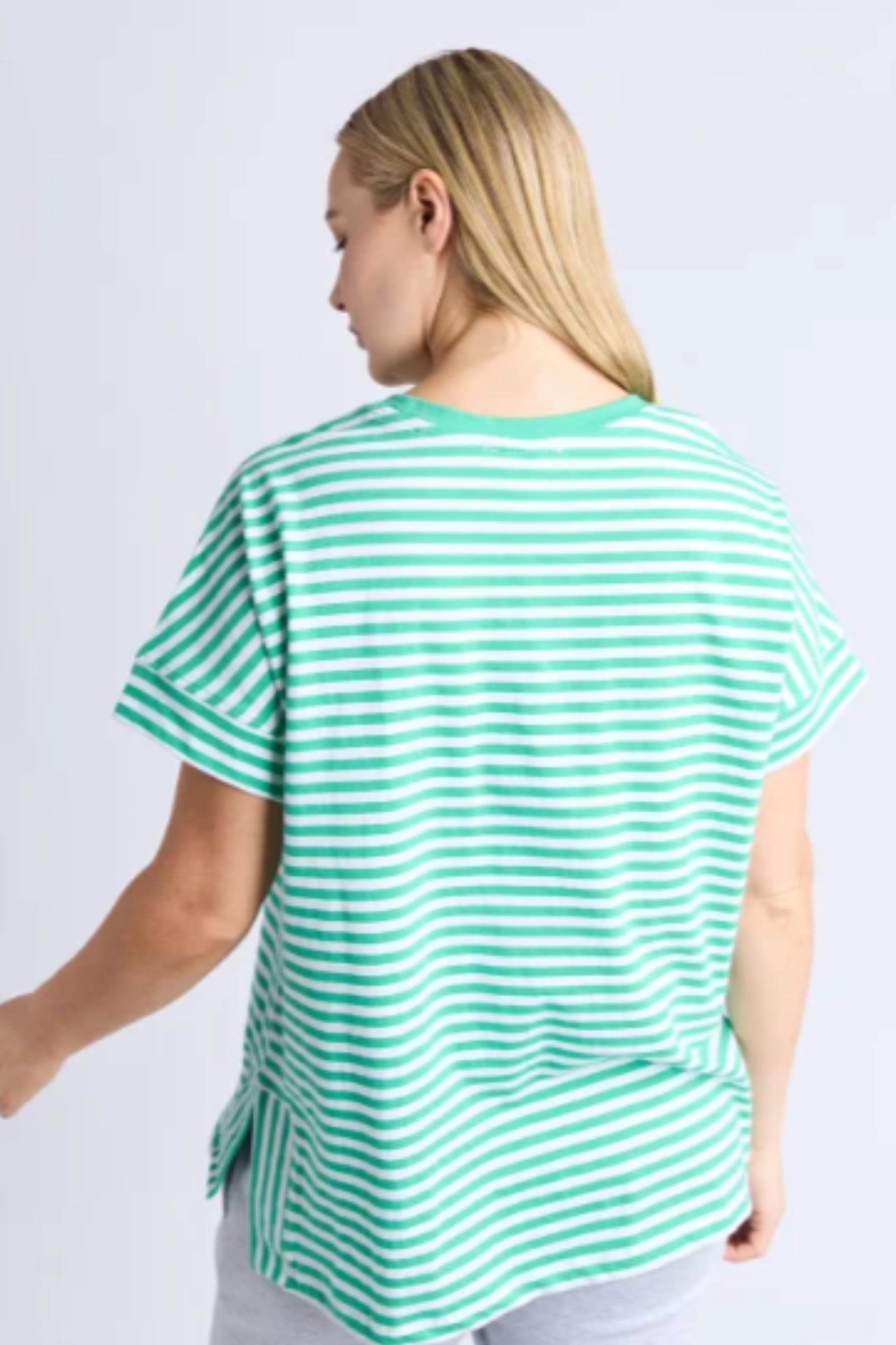Elm Yara Stripe S/S Tee - Green/White Stripe
