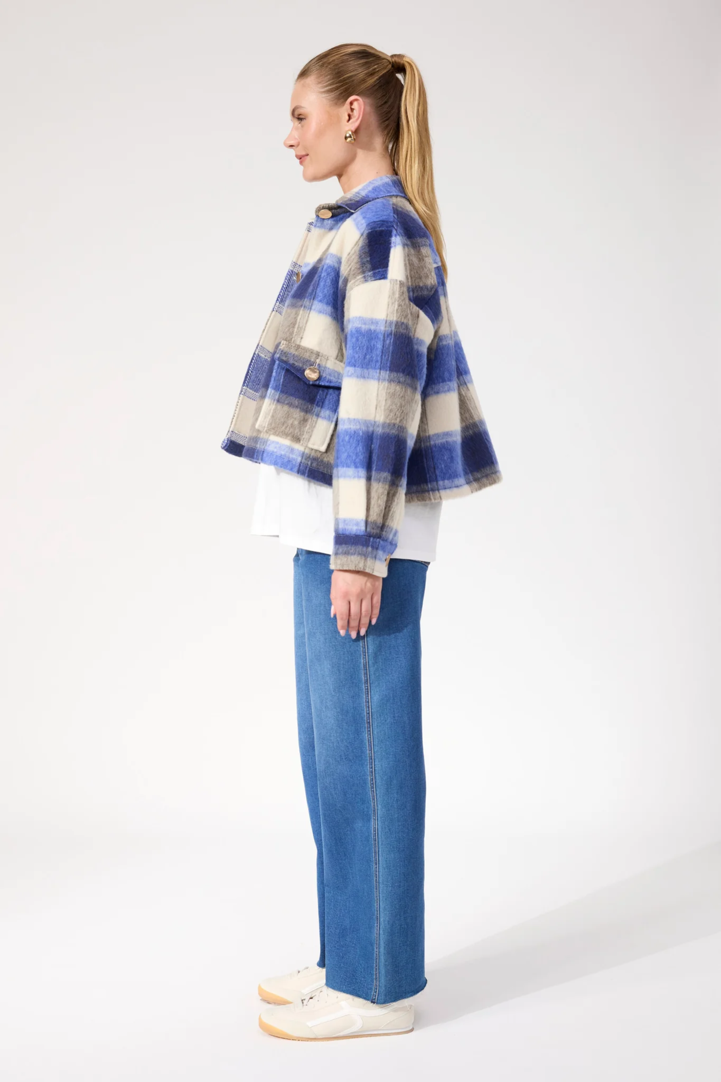 Fargo Cropped Jacket - Blue