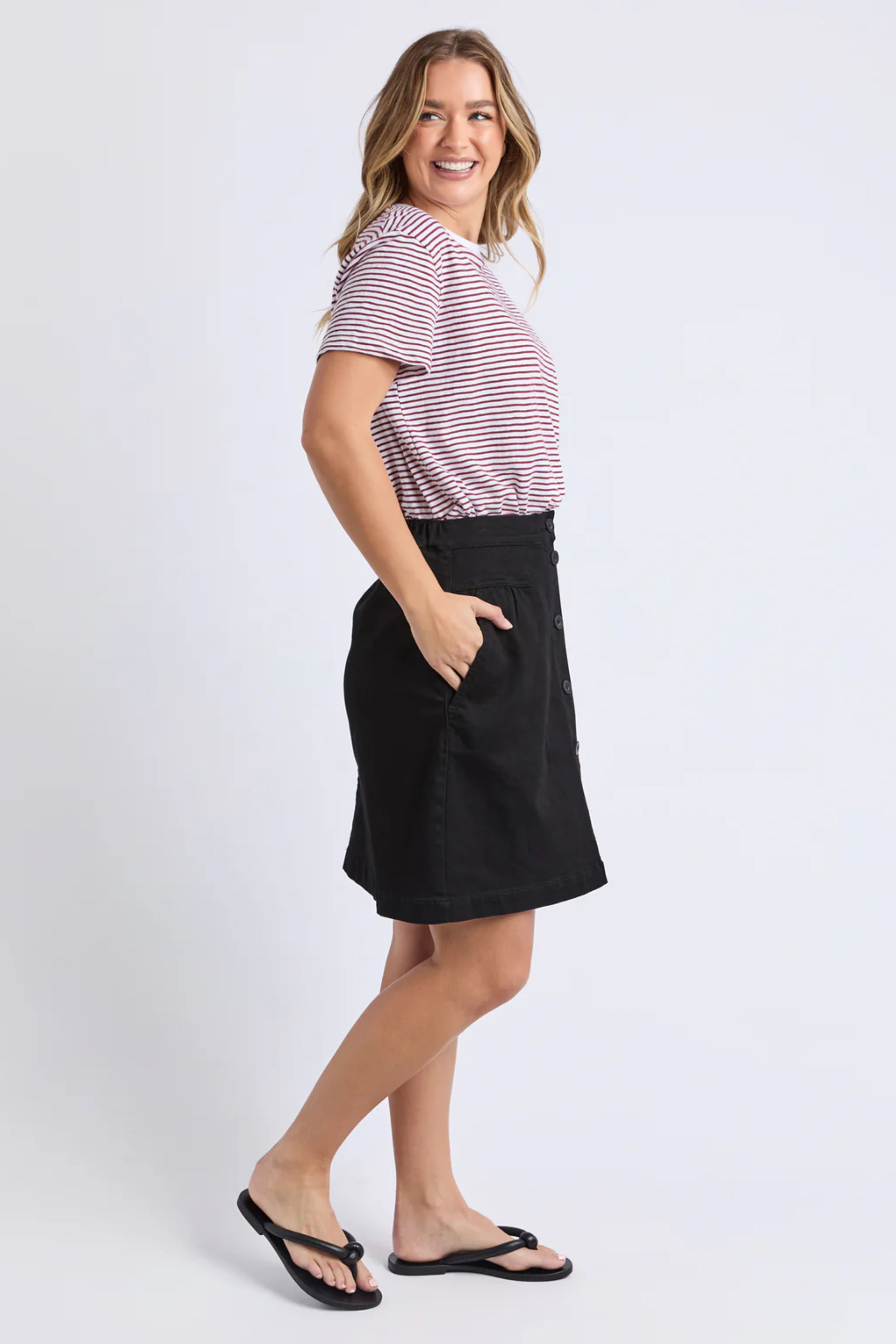 Foxwood Hutch Stripe Tee - Russet/White Stripe