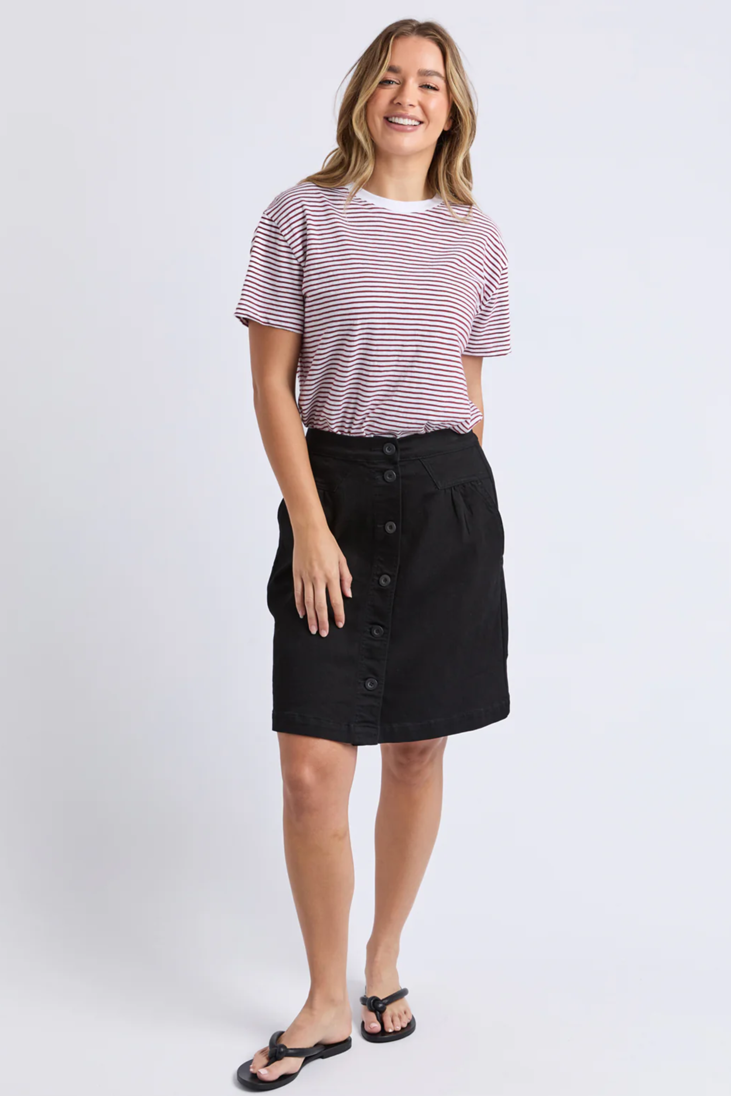 Foxwood Hutch Stripe Tee - Russet/White Stripe