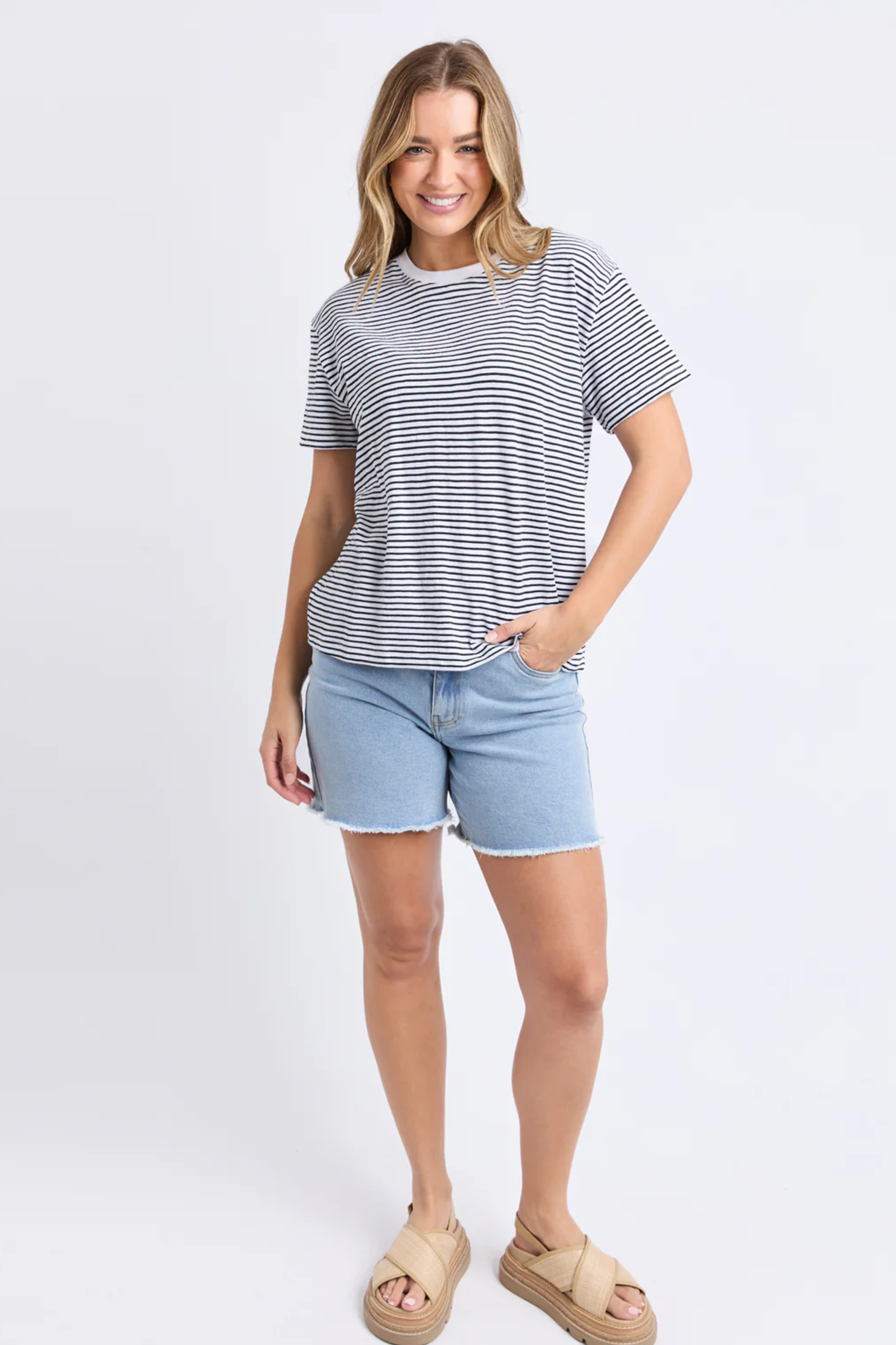 Foxwood Hutch Stripe Tee - White