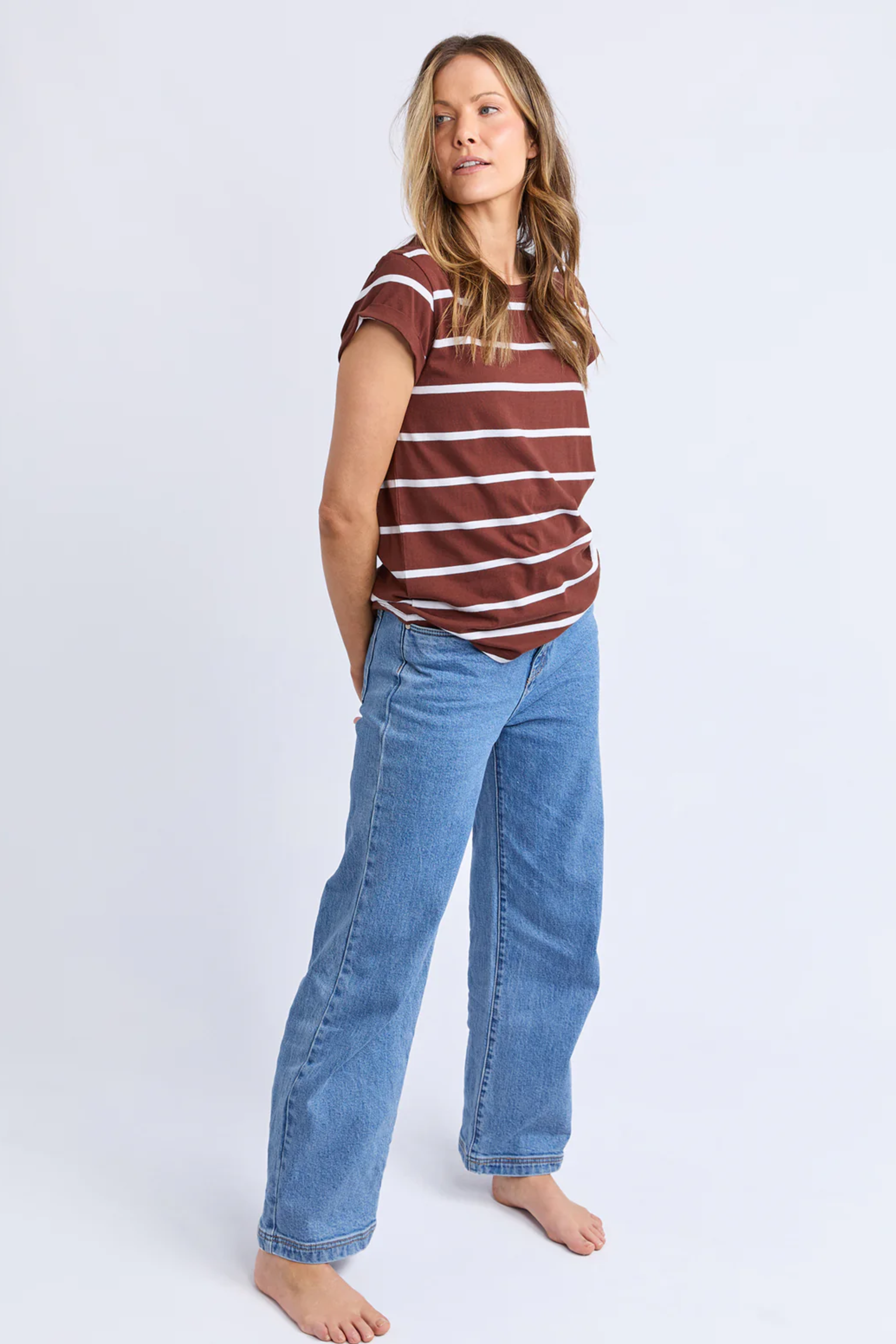 Foxwood Manly Stripe Tee - Ch/White Stripe