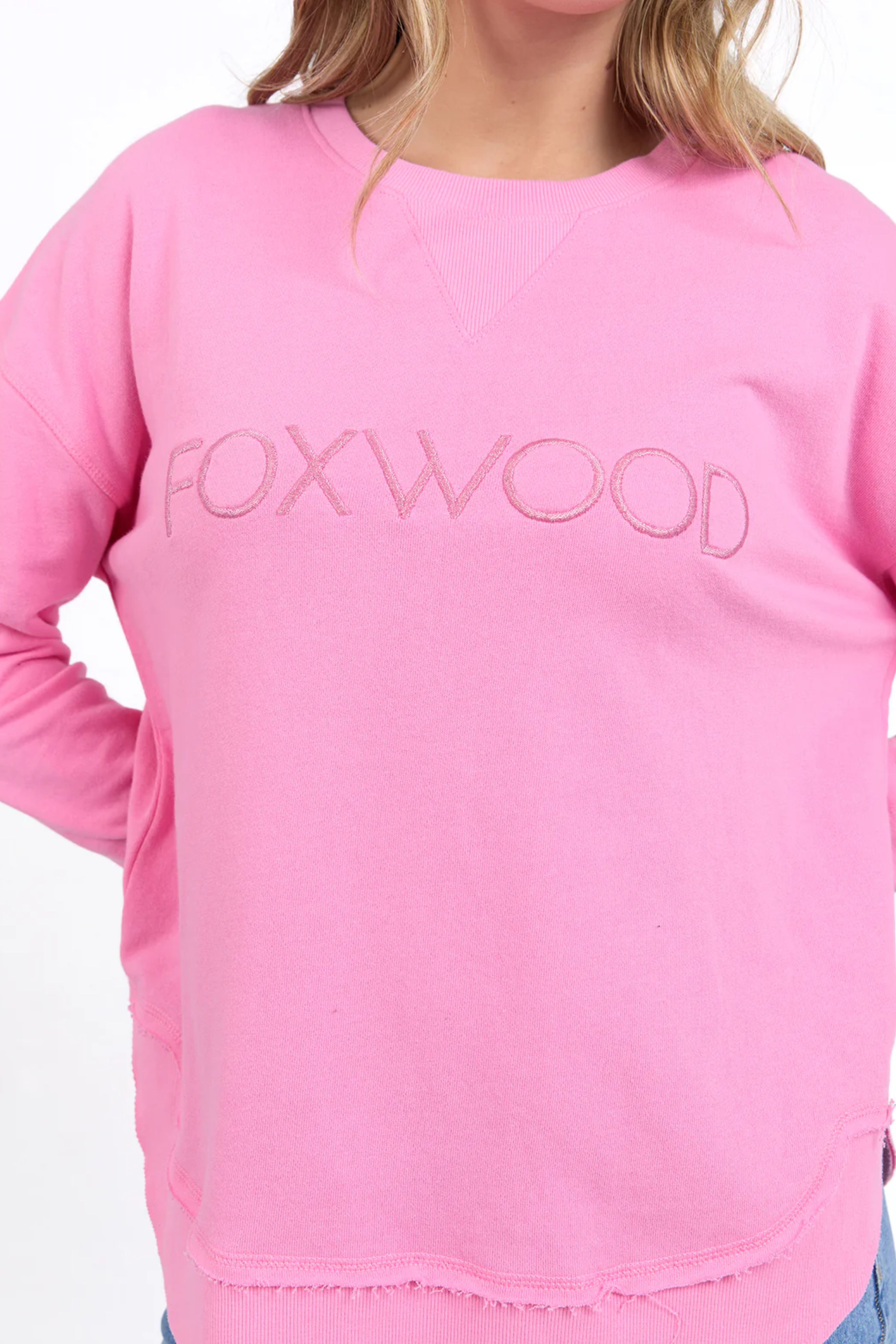 Foxwood Simplified Metallic Crew - Bubblegum Pink