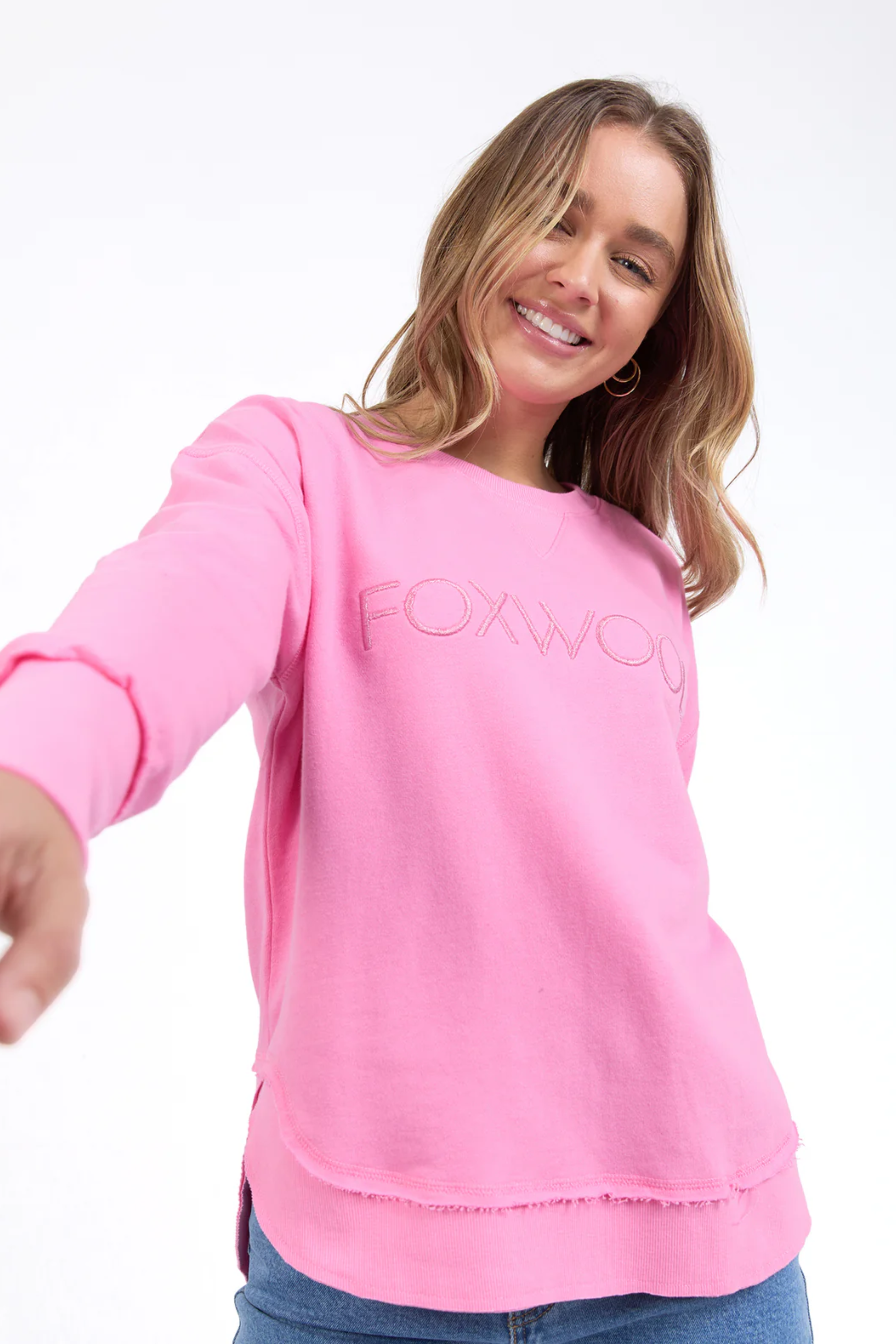 Foxwood Simplified Metallic Crew - Bubblegum Pink