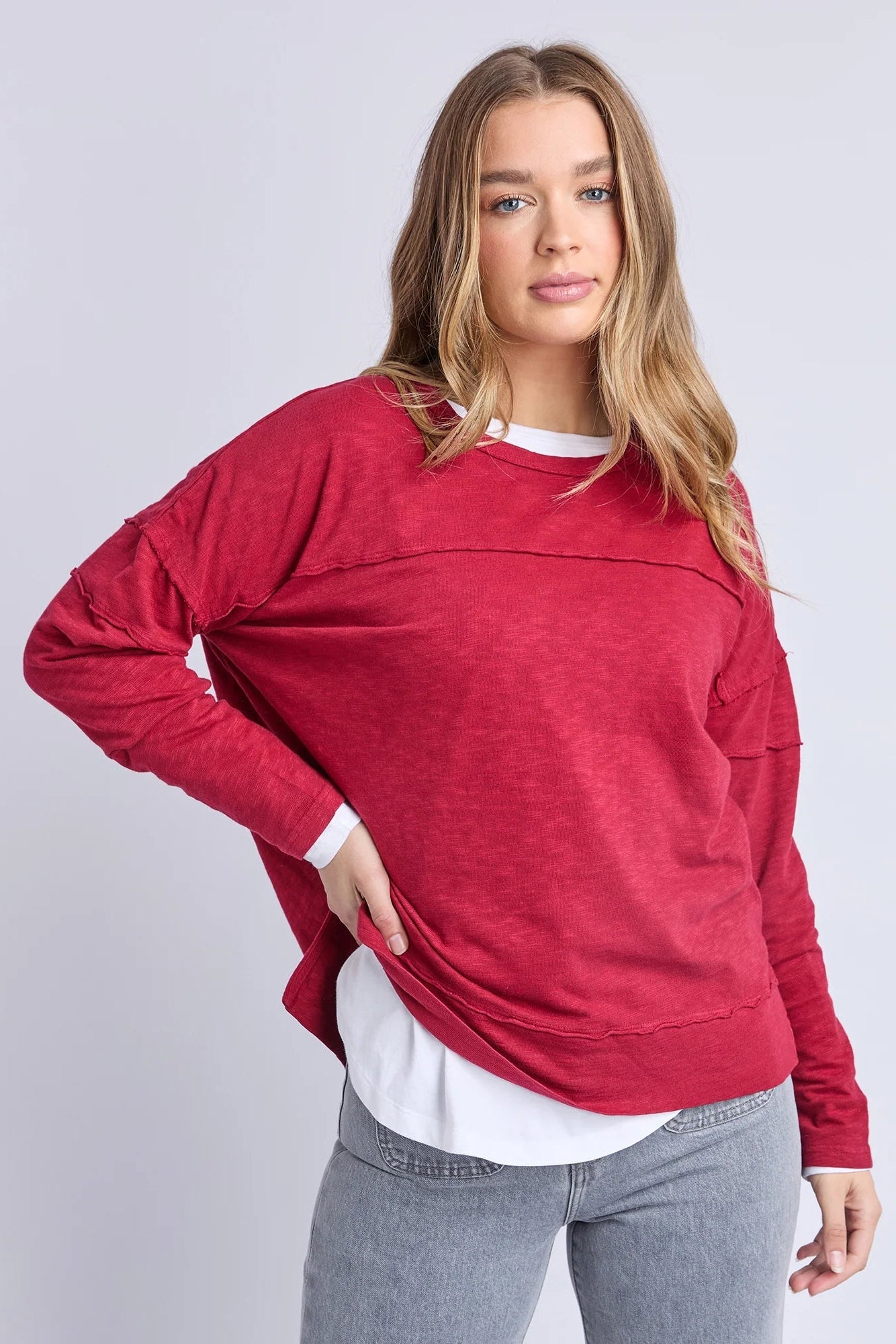 Jayne Throw On Top - Rhubarb Red