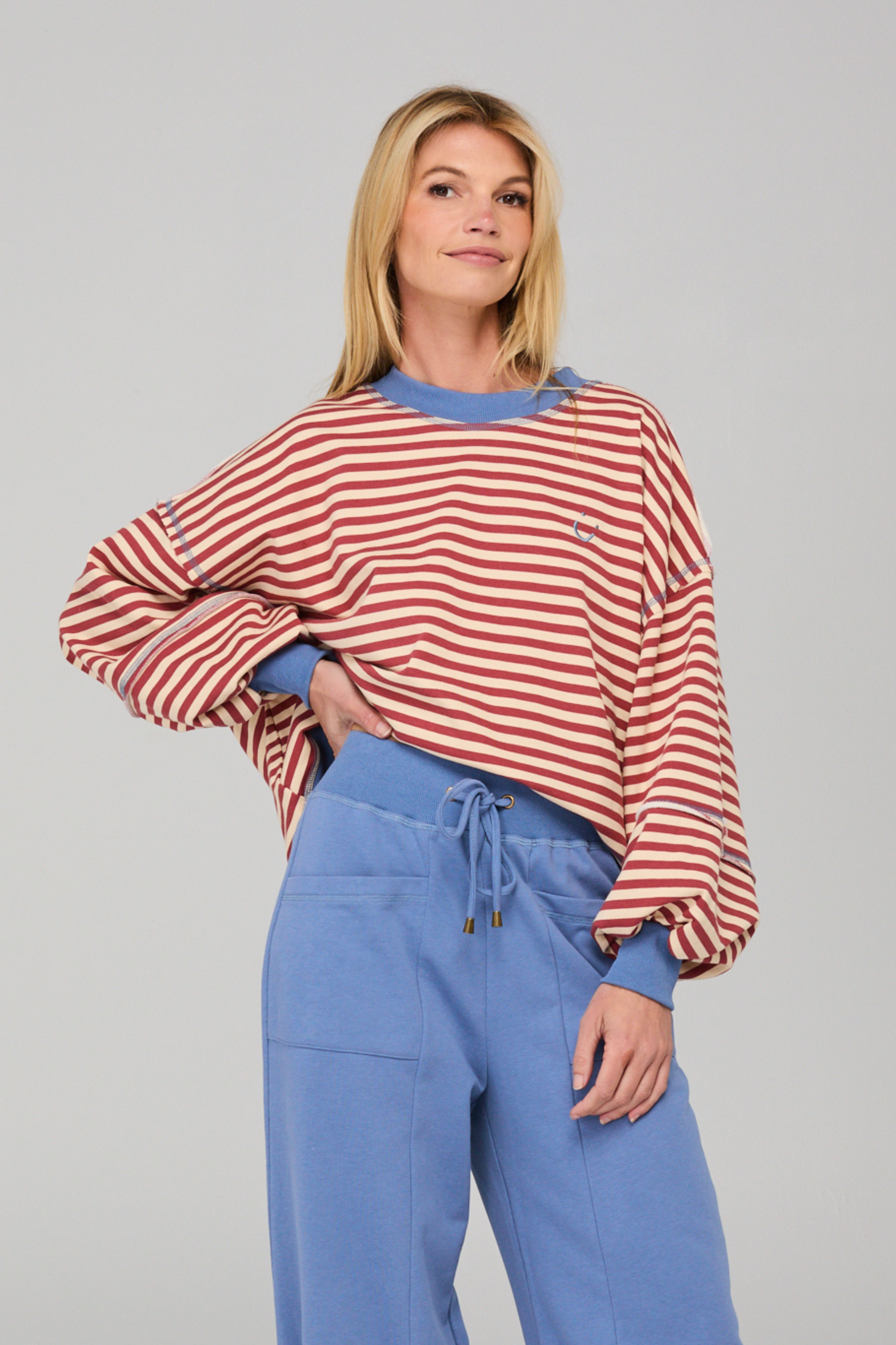 Guru Sweater - Washed Maroon Stripe