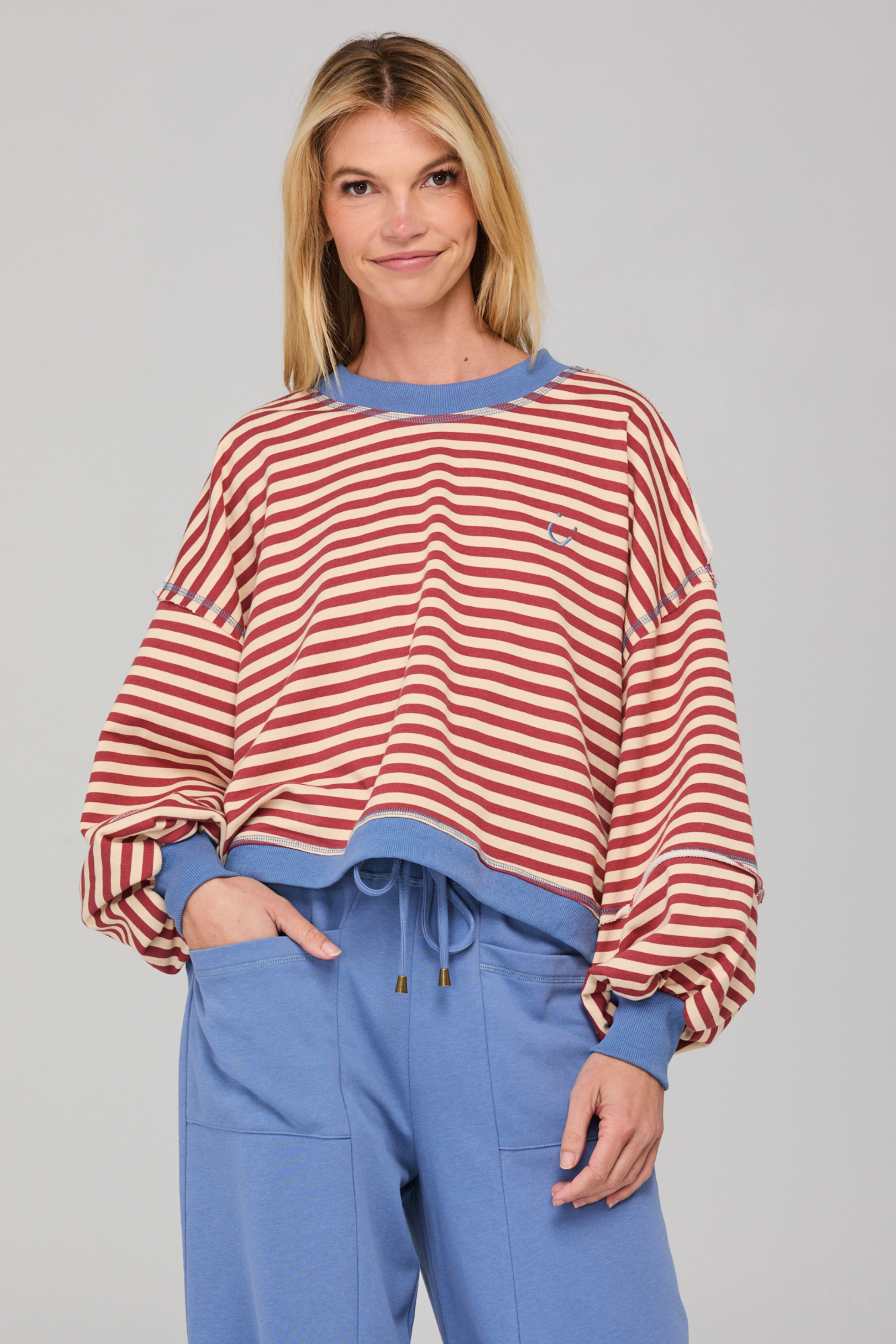 Guru Sweater - Washed Maroon Stripe