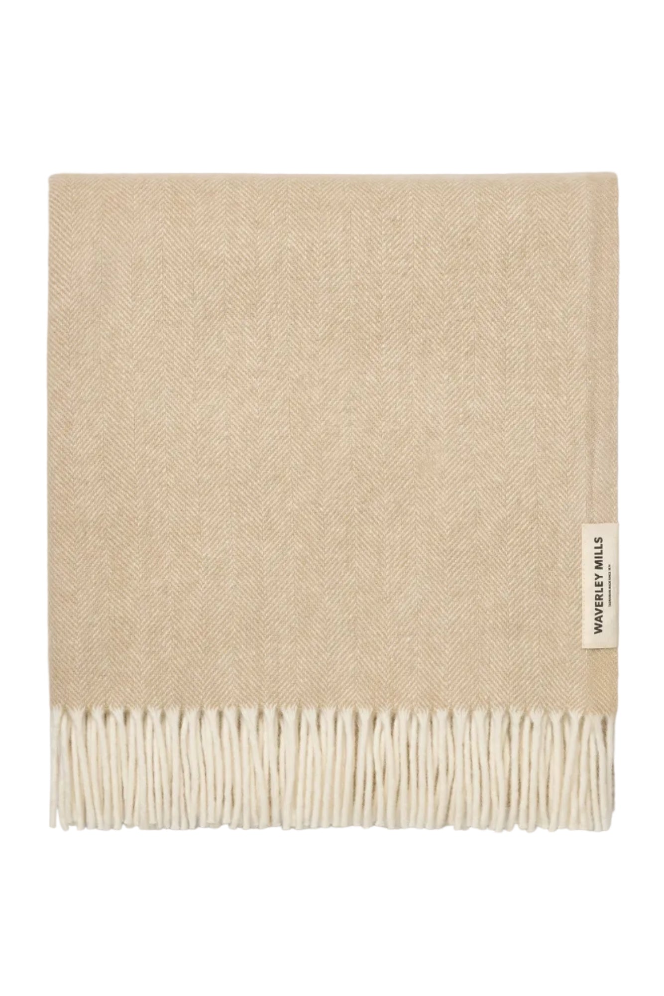 Wool Herringbone Throw - Sand