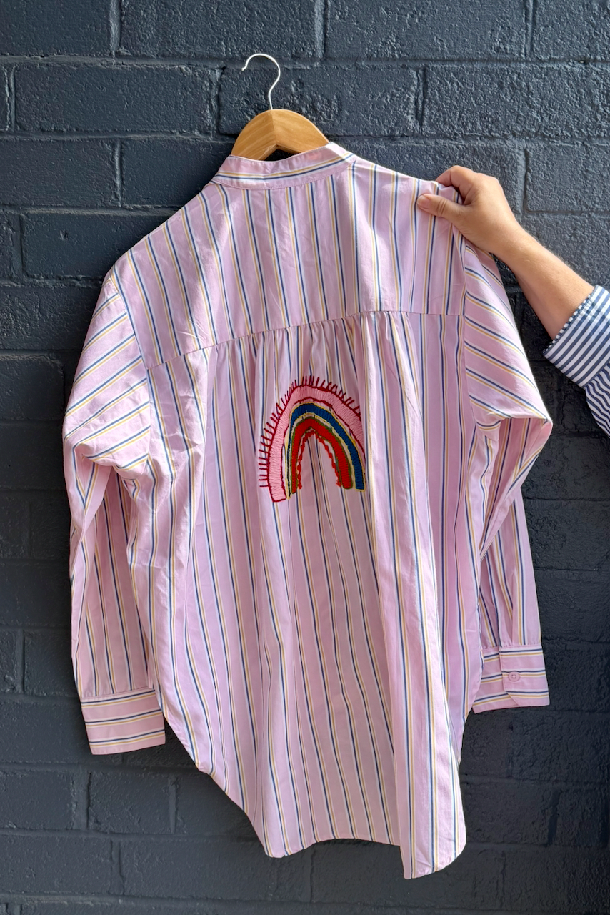 Zoda Cotton Shirt - Blue Rainbow