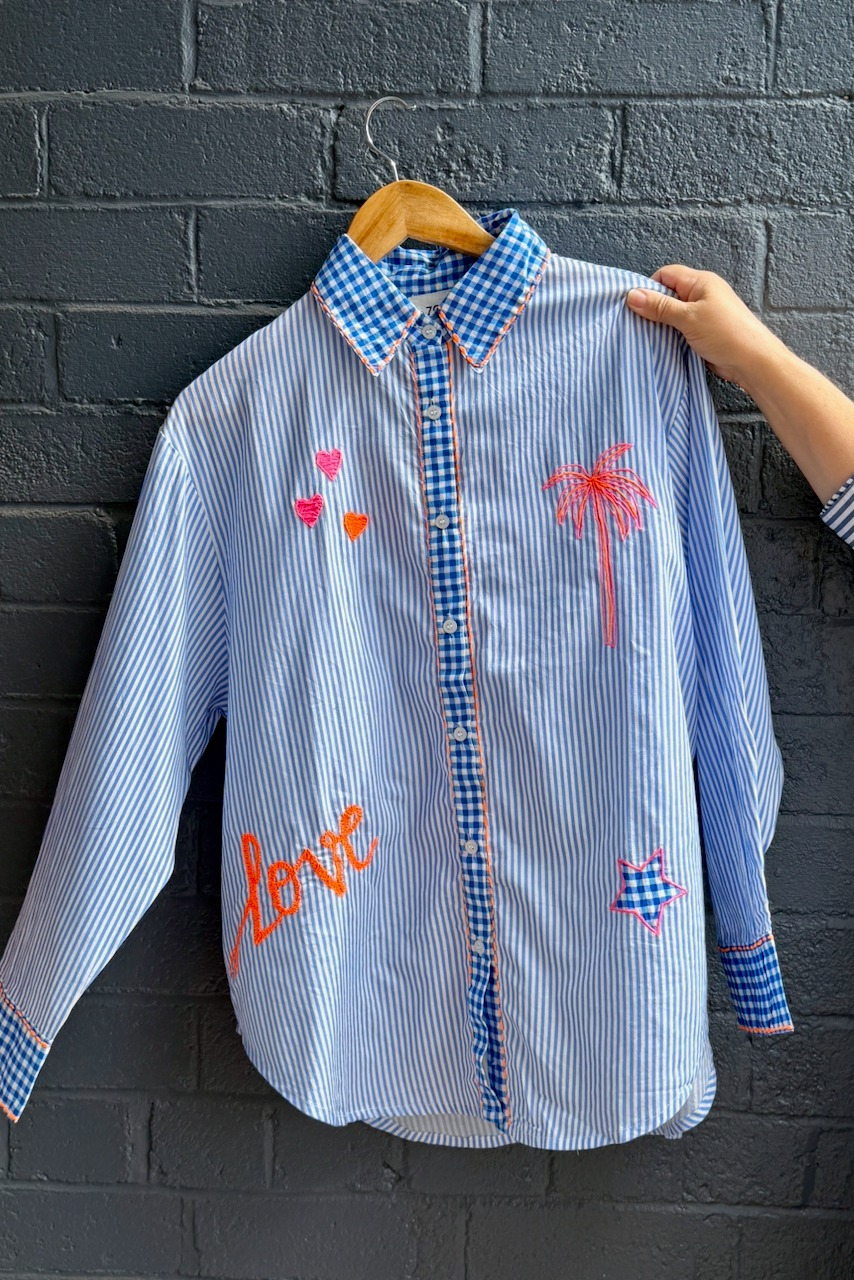 Zoda Cotton Shirt - Blue Love