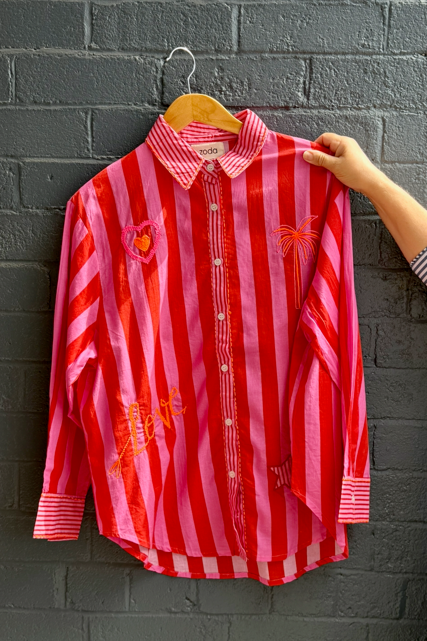 Zoda Cotton Shirt - Pink Love