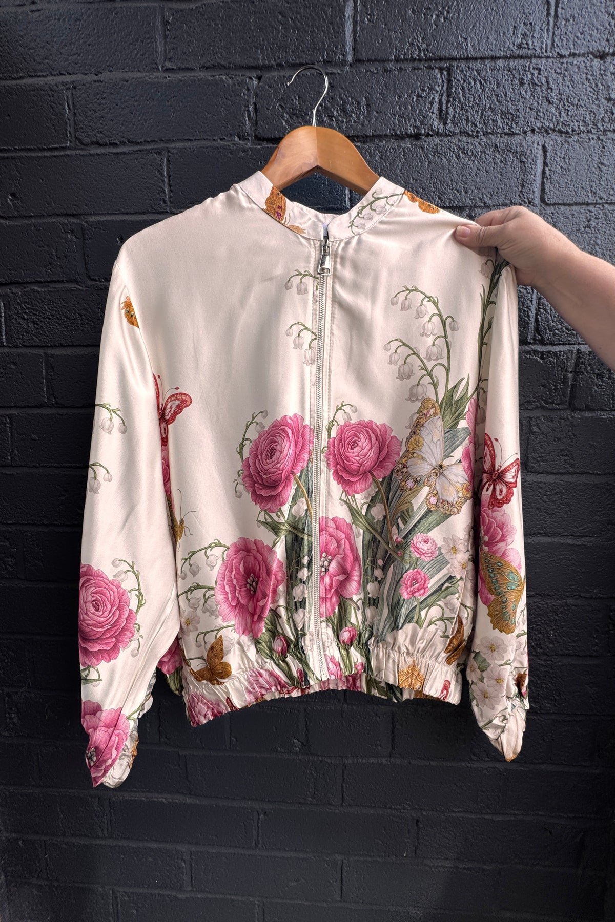 Beige Bomber - Floral