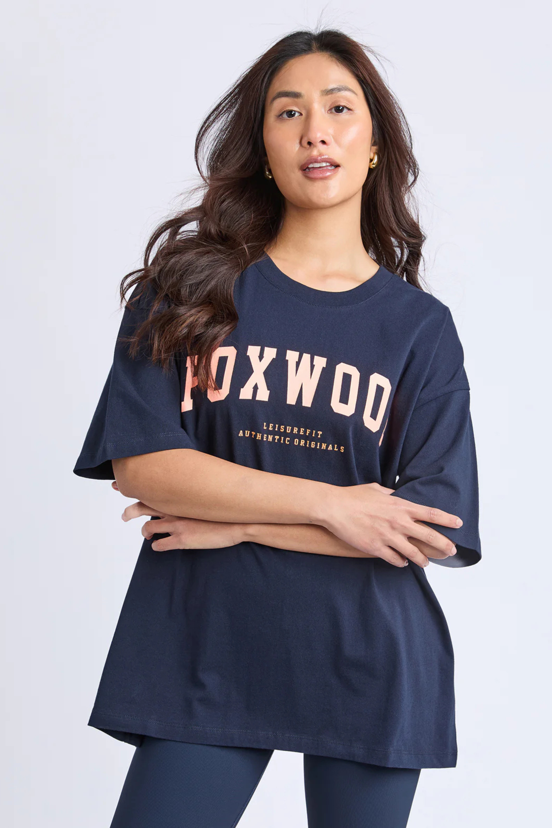 Foxwood Interval Tee - Navy/Peach