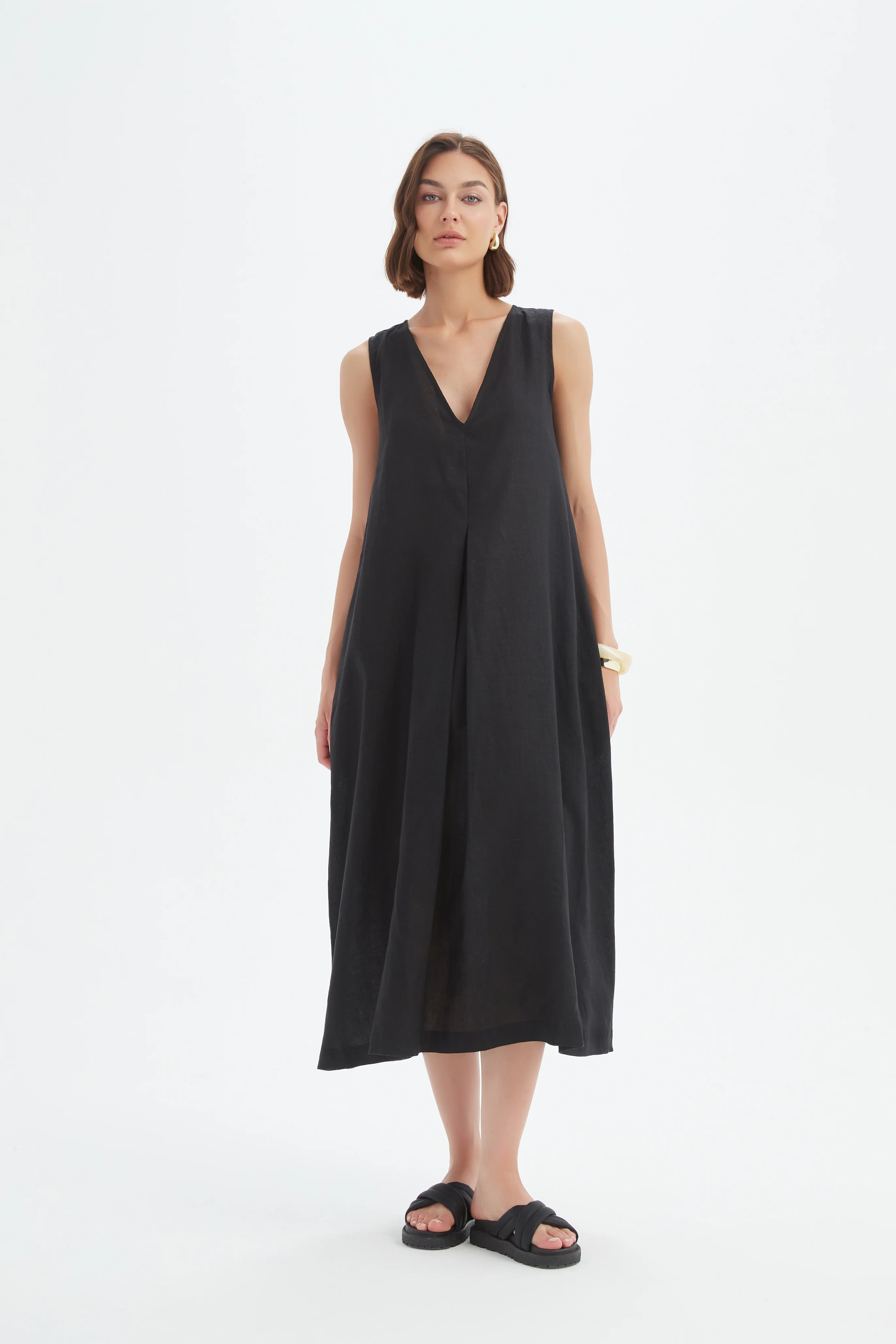 Inverted Pleat Dress - Black