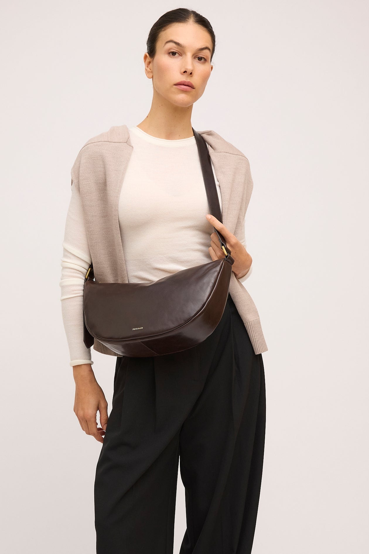 Juju & Co Crescent Sling Bag - Mahogany