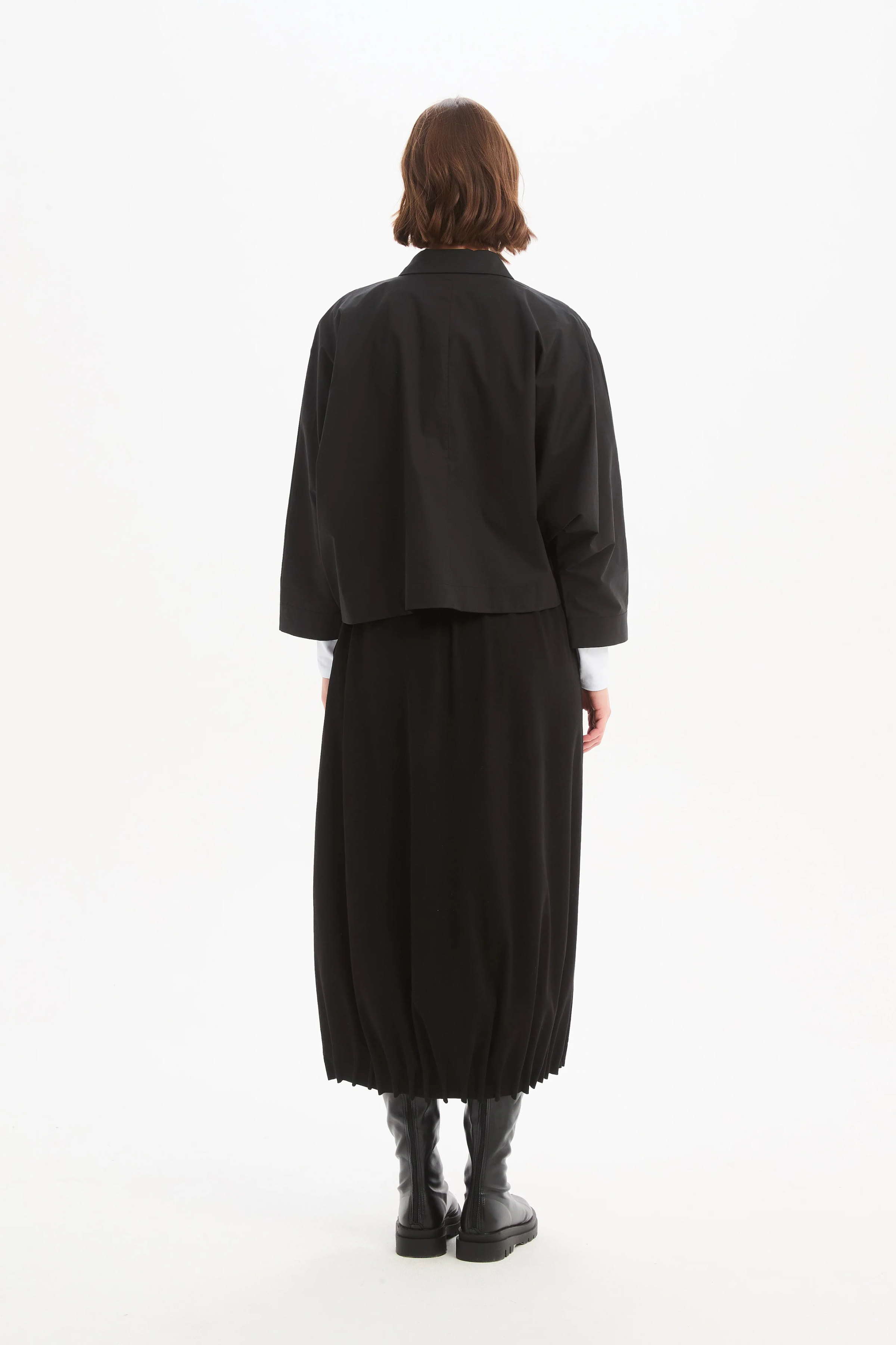 Jersey Pin Tuck Hem Skirt - Black